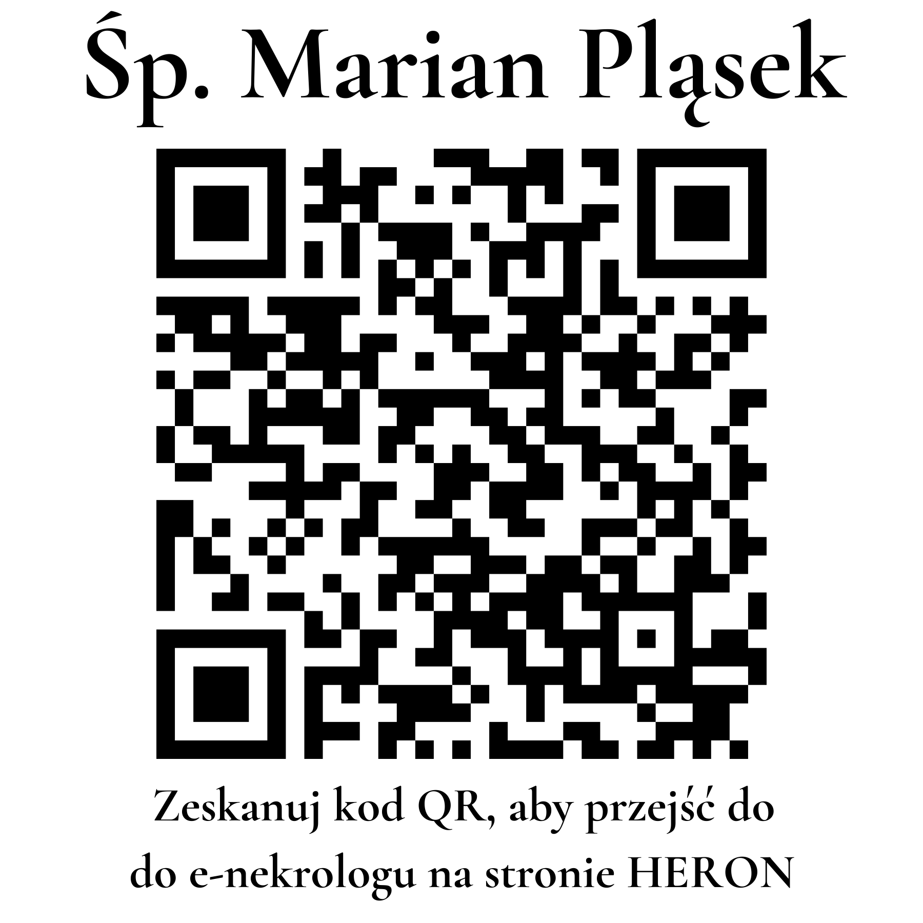 Kod QR do nekrologu Marian Pląsek Kod QR do nekrologu Marian Pląsek