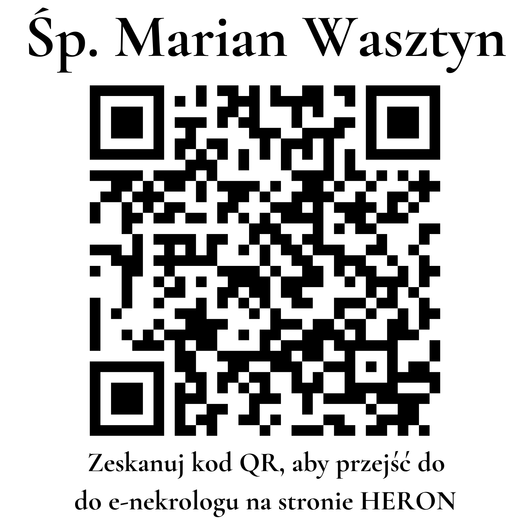 Kod QR do nekrologu Marian Wasztyn Kod QR do nekrologu Marian Wasztyn