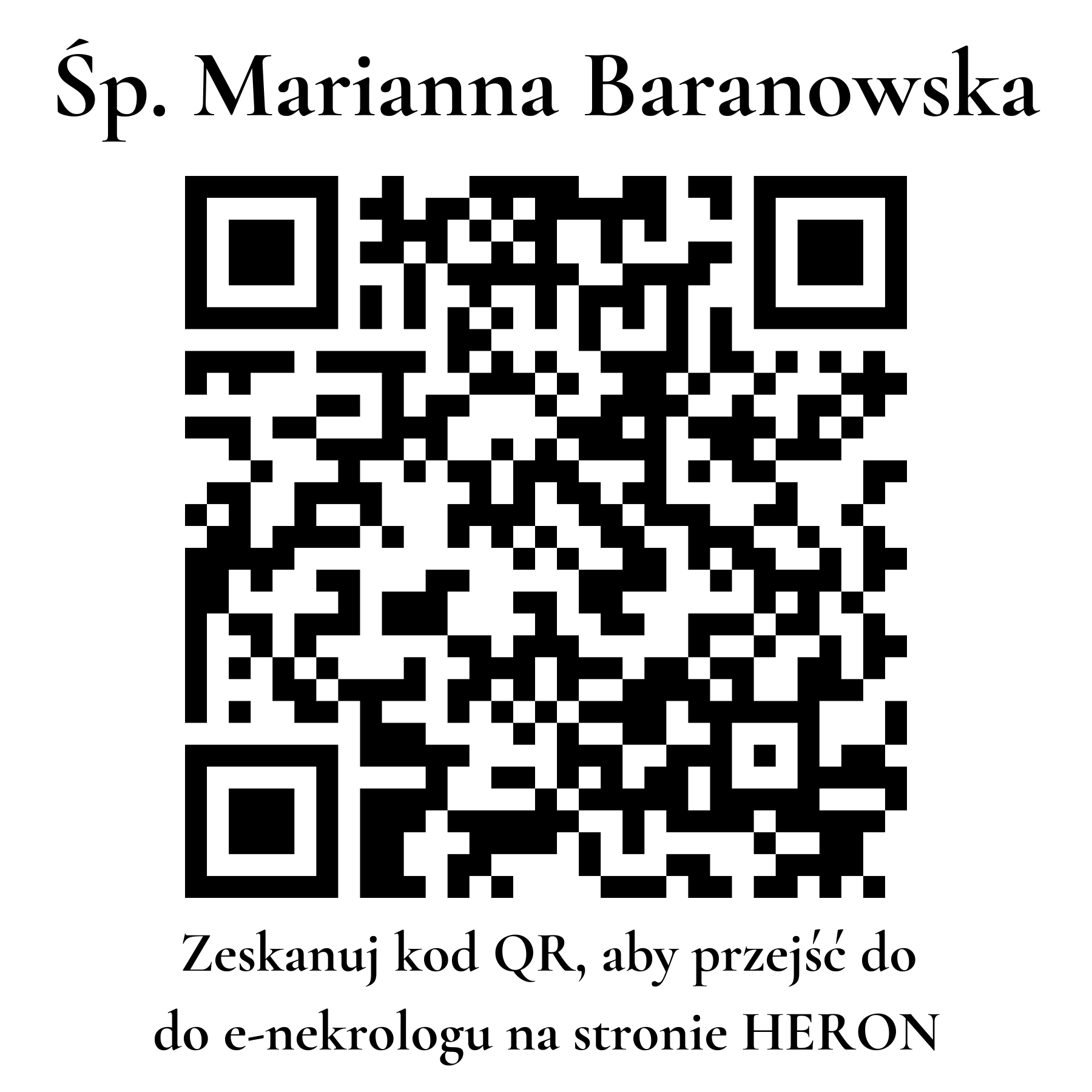 Kod QR do nekrologu Marianna Baranowska Kod QR do nekrologu Marianna Baranowska
