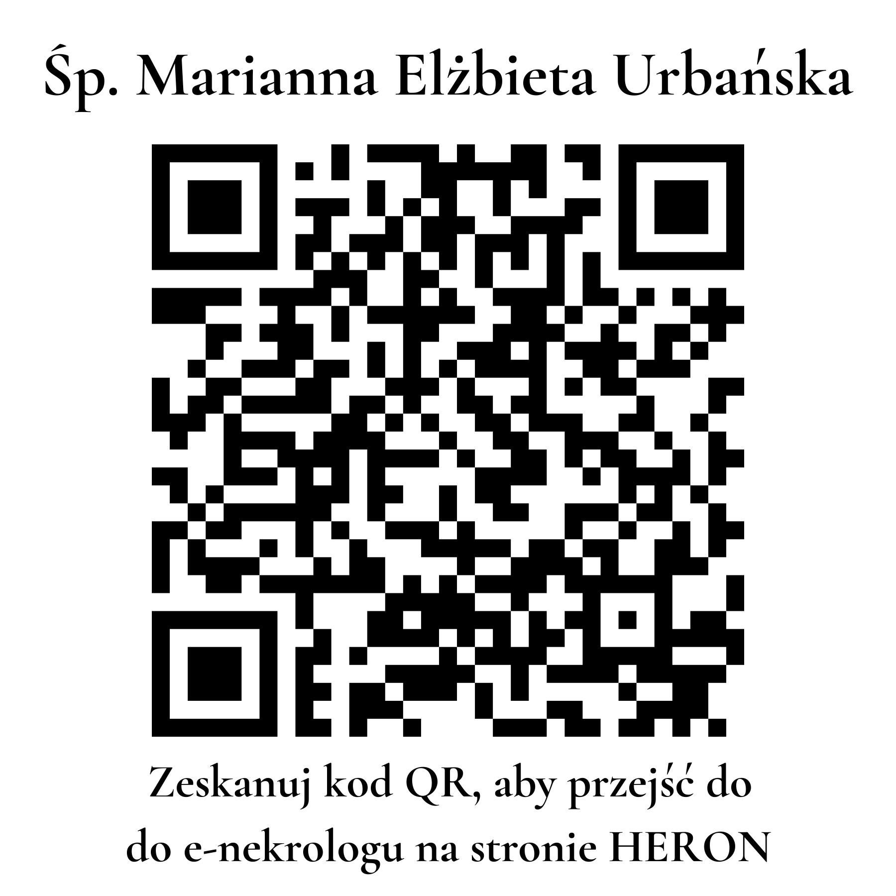 Kod QR do nekrologu Marianna Elżbieta Urbańska Kod QR do nekrologu Marianna Elżbieta Urbańska