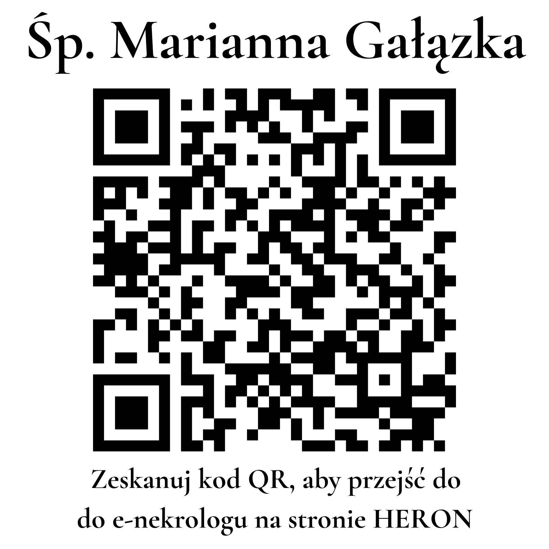 Kod QR do nekrologu Marianna Gałązka
