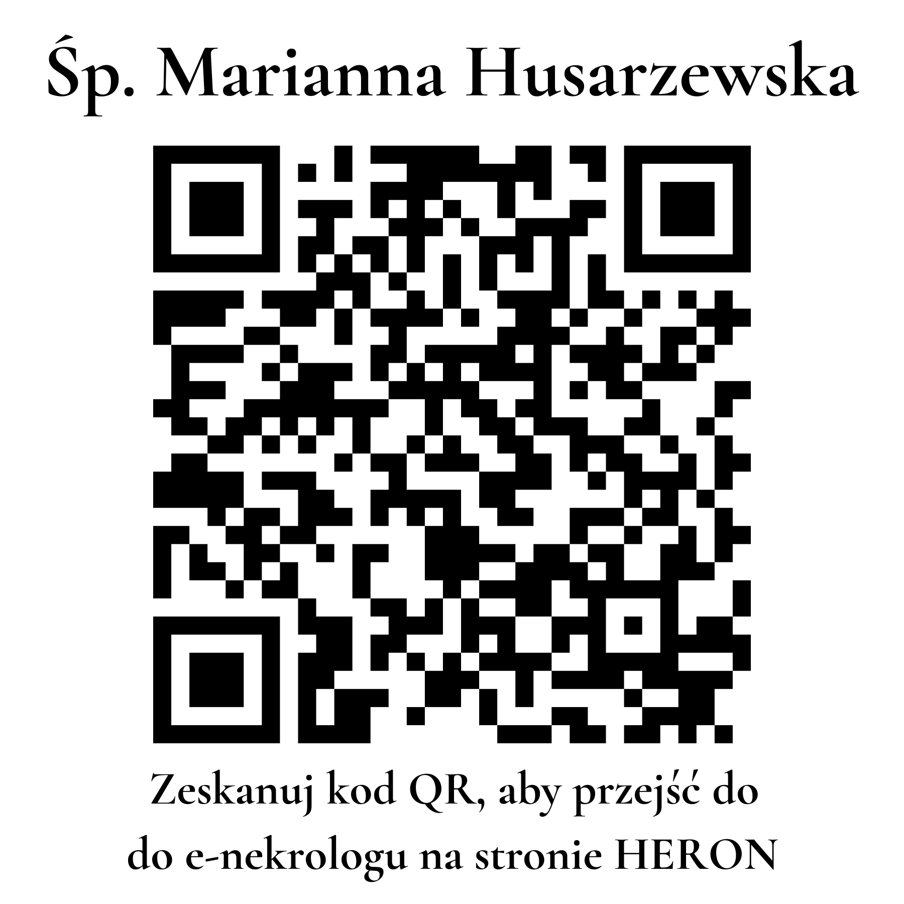 Kod QR do nekrologu Marianna Husarzewska Kod QR do nekrologu Marianna Husarzewska