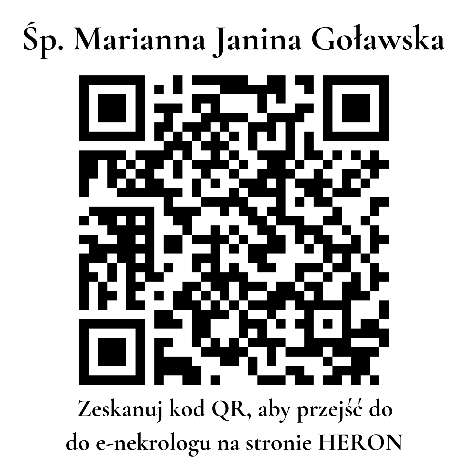 Kod QR do nekrologu Marianna Janina Goławska