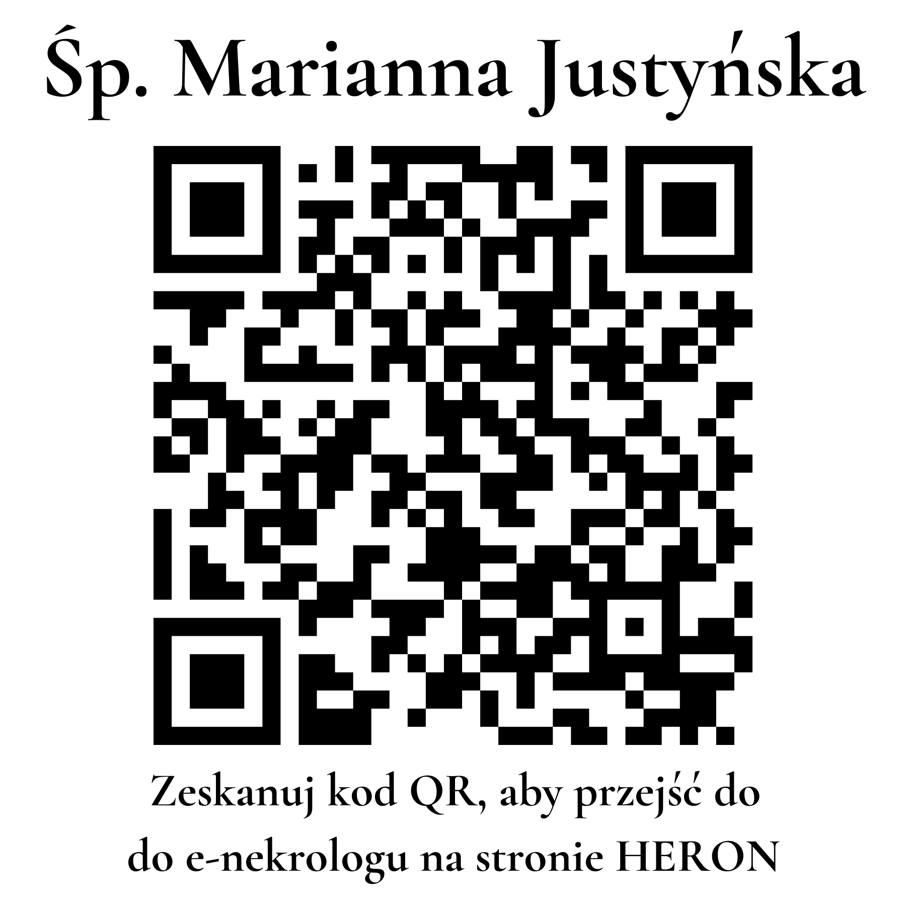 Kod QR do nekrologu Marianna Justyńska Kod QR do nekrologu Marianna Justyńska