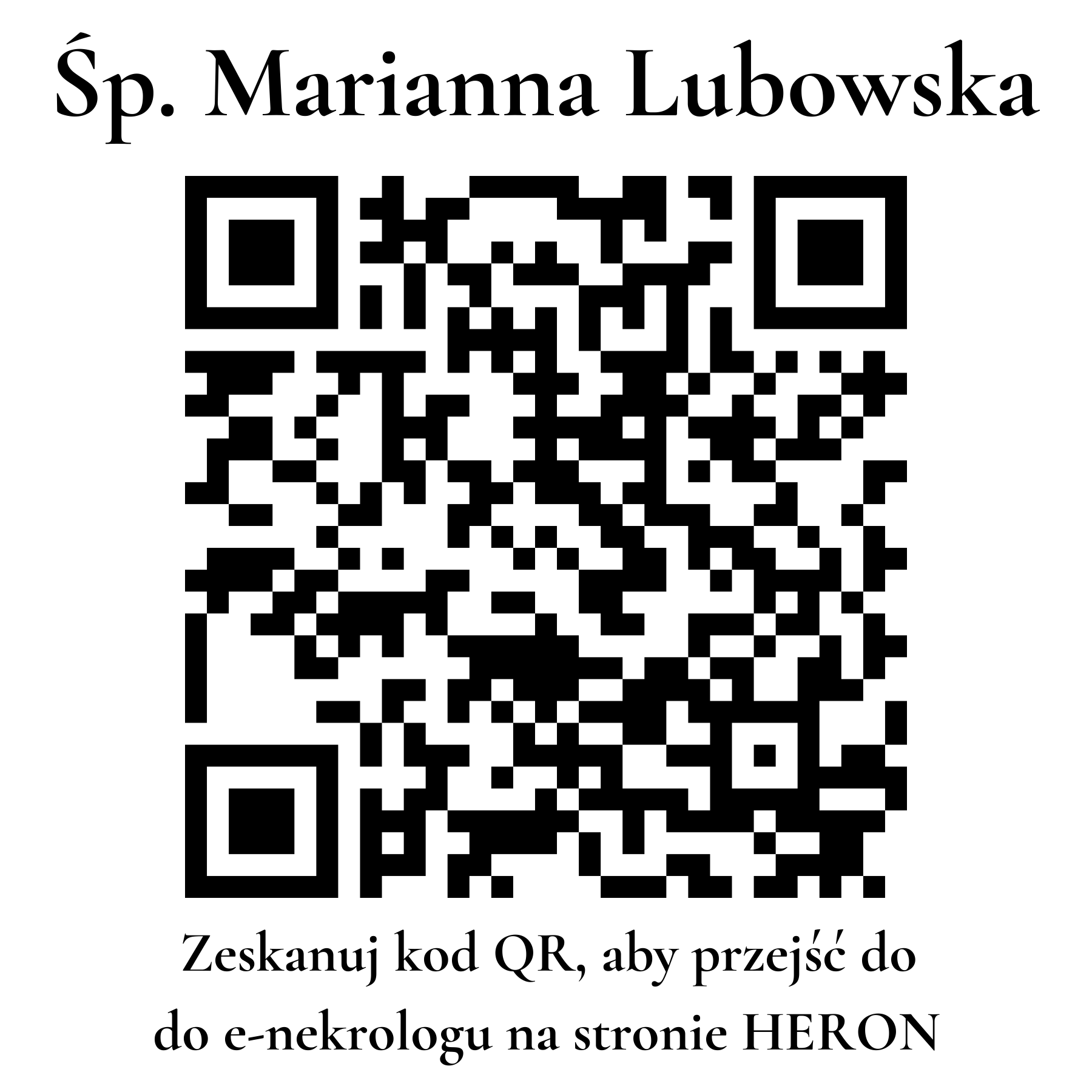 Kod QR do nekrologu Marianna Lubowska