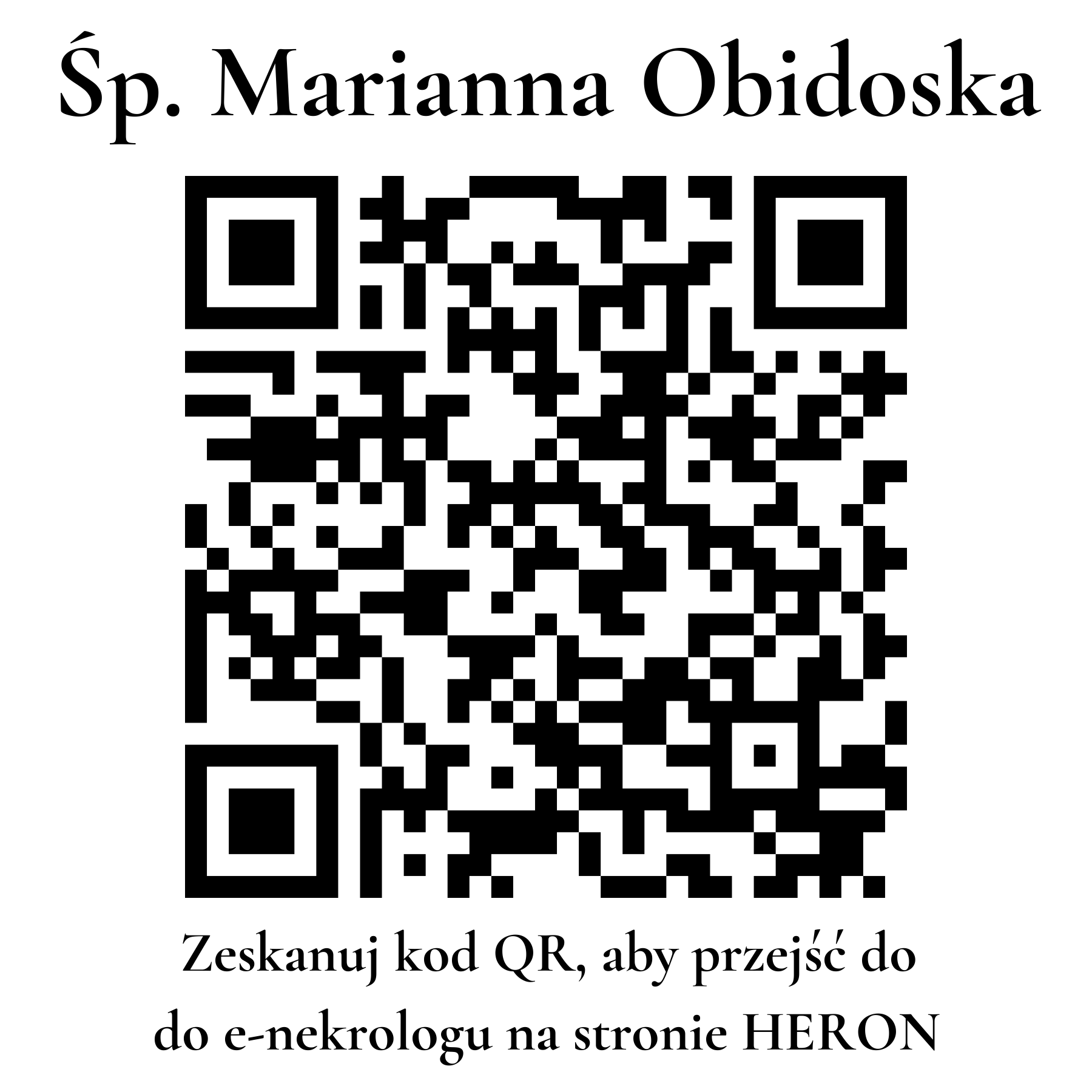Kod QR do nekrologu Marianna Obidoska