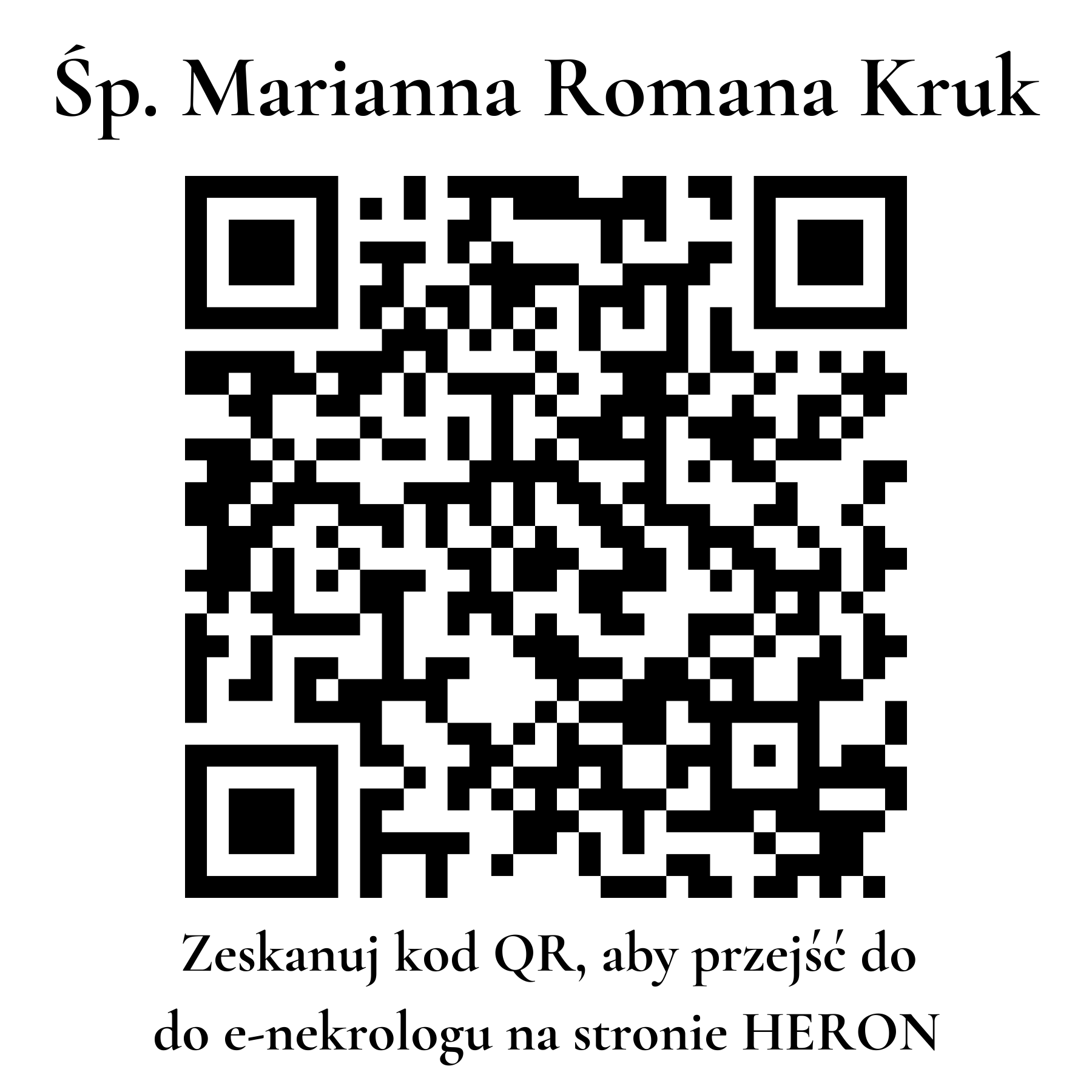 Kod QR do nekrologu Marianna Romana Kruk