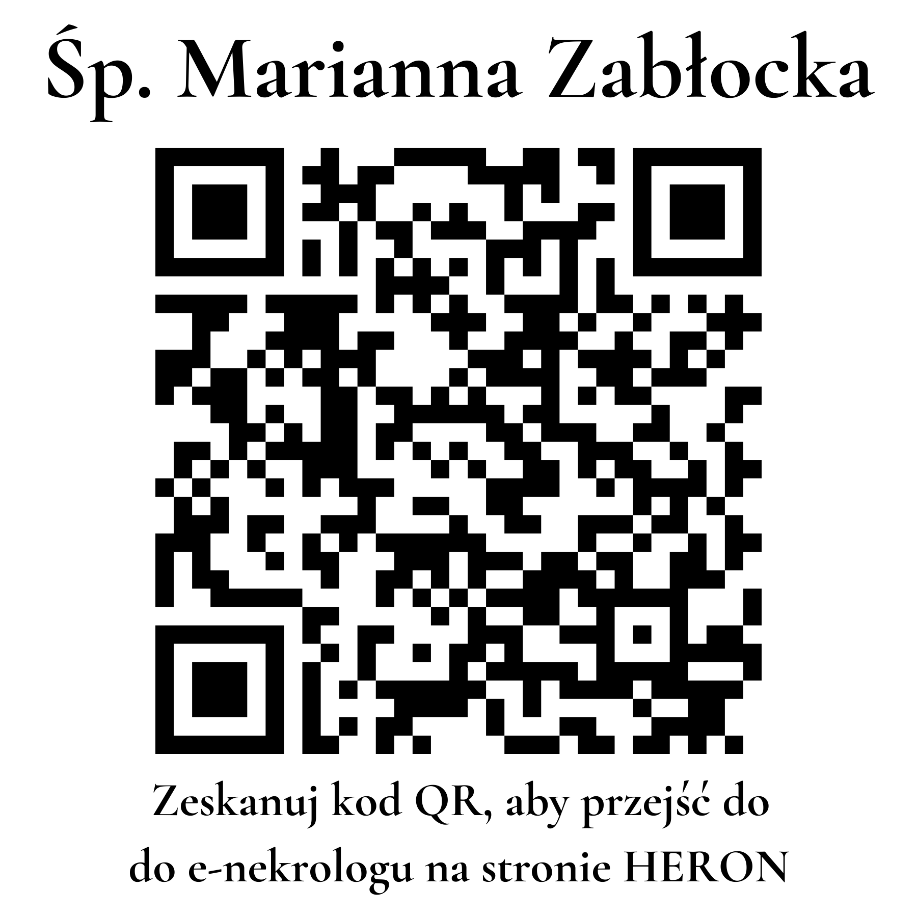 Kod QR do nekrologu Marianna Zabłocka Kod QR do nekrologu Marianna Zabłocka