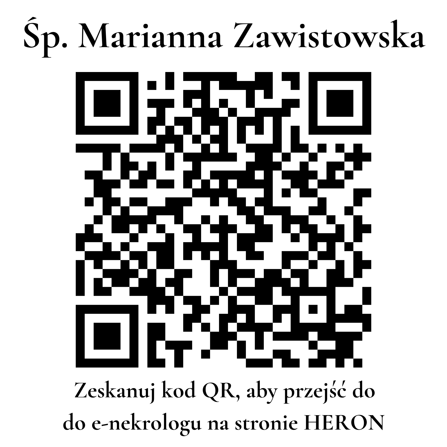 Kod QR do nekrologu Marianna Zawistowska Kod QR do nekrologu Marianna Zawistowska