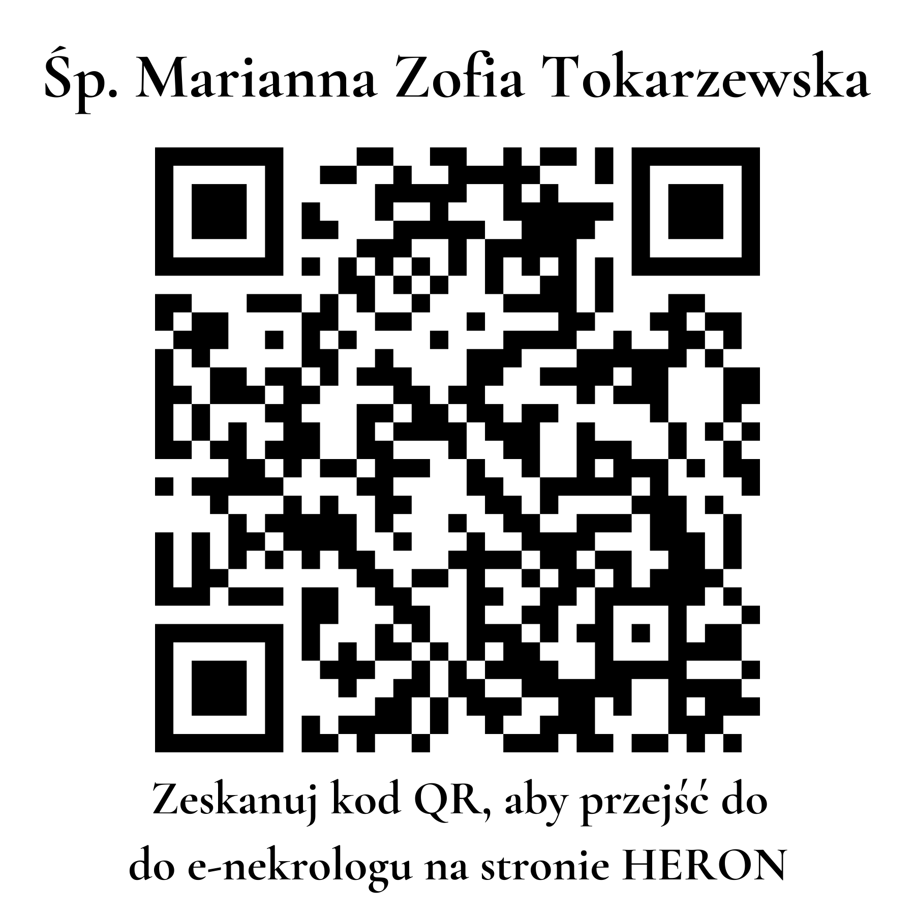 Kod QR do nekrologu Marianna Zofia Tokarzewska