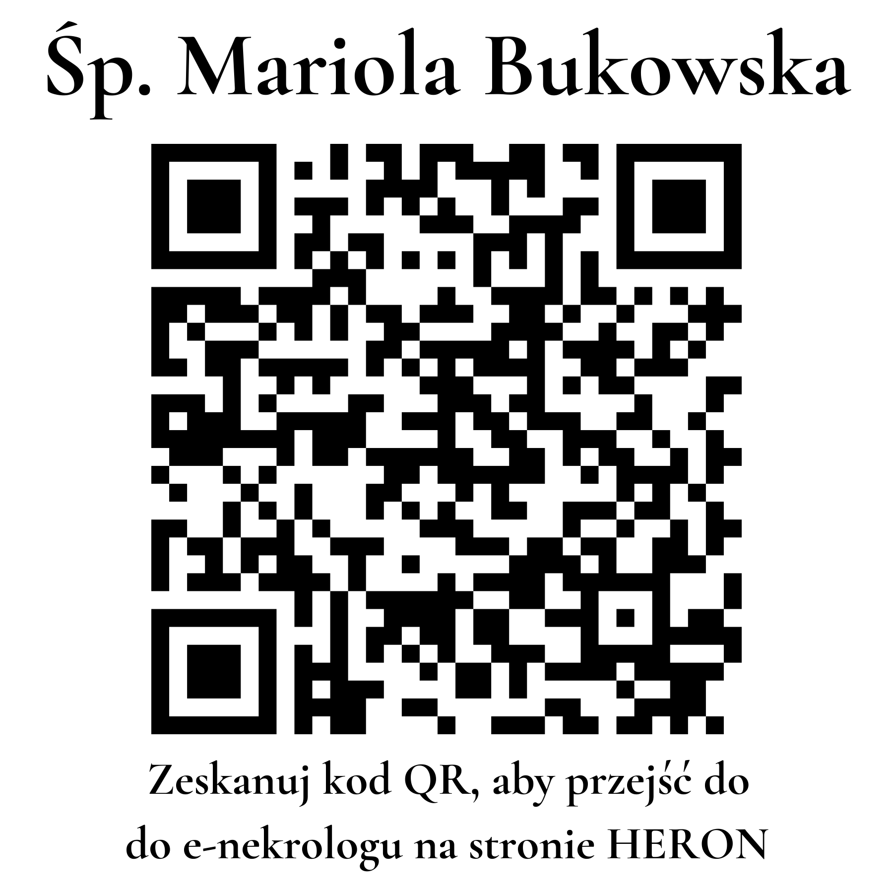 Kod QR do nekrologu Mariola Bukowska Kod QR do nekrologu Mariola Bukowska