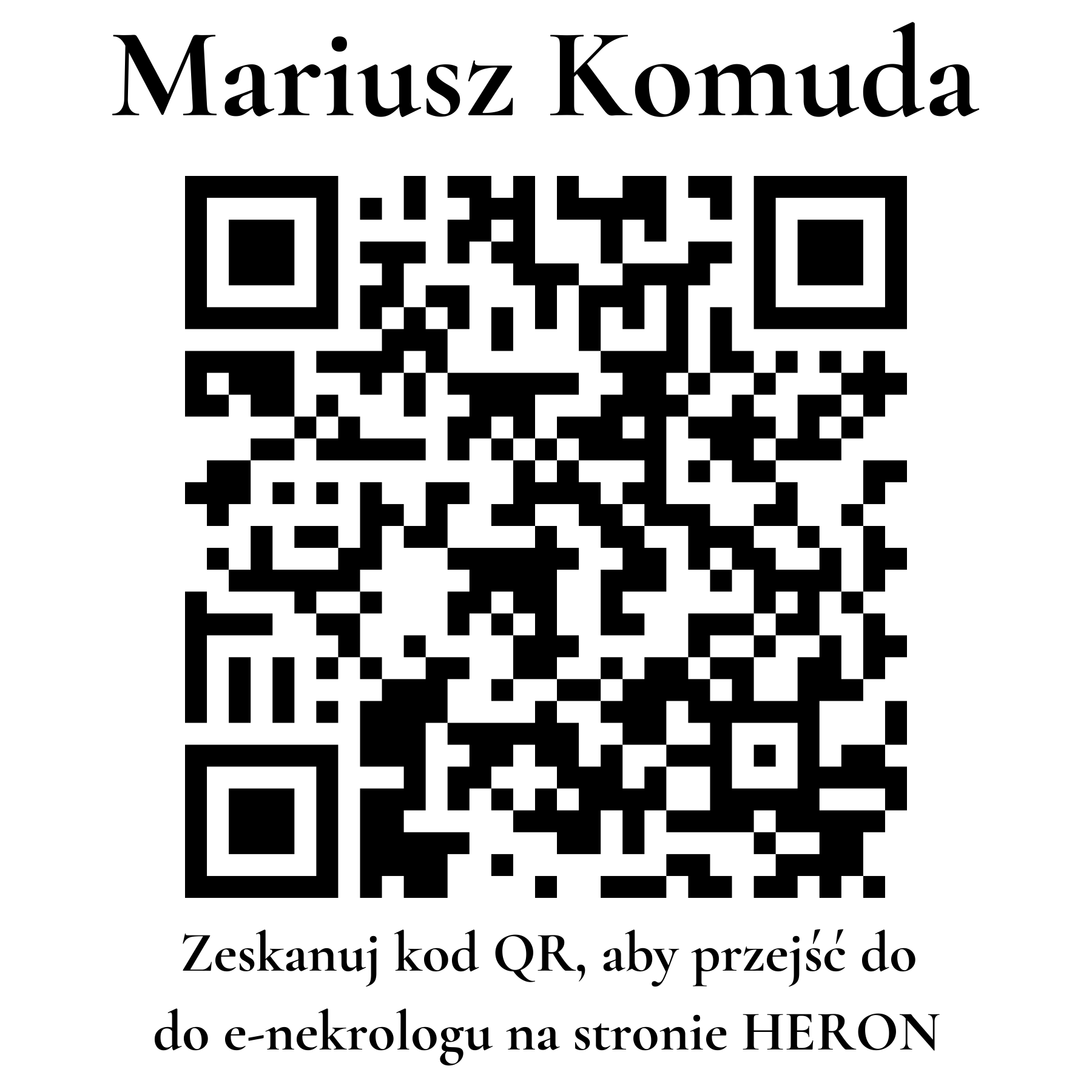 Kod QR do nekrologu Mariusz Komuda Kod QR do nekrologu Mariusz Komuda