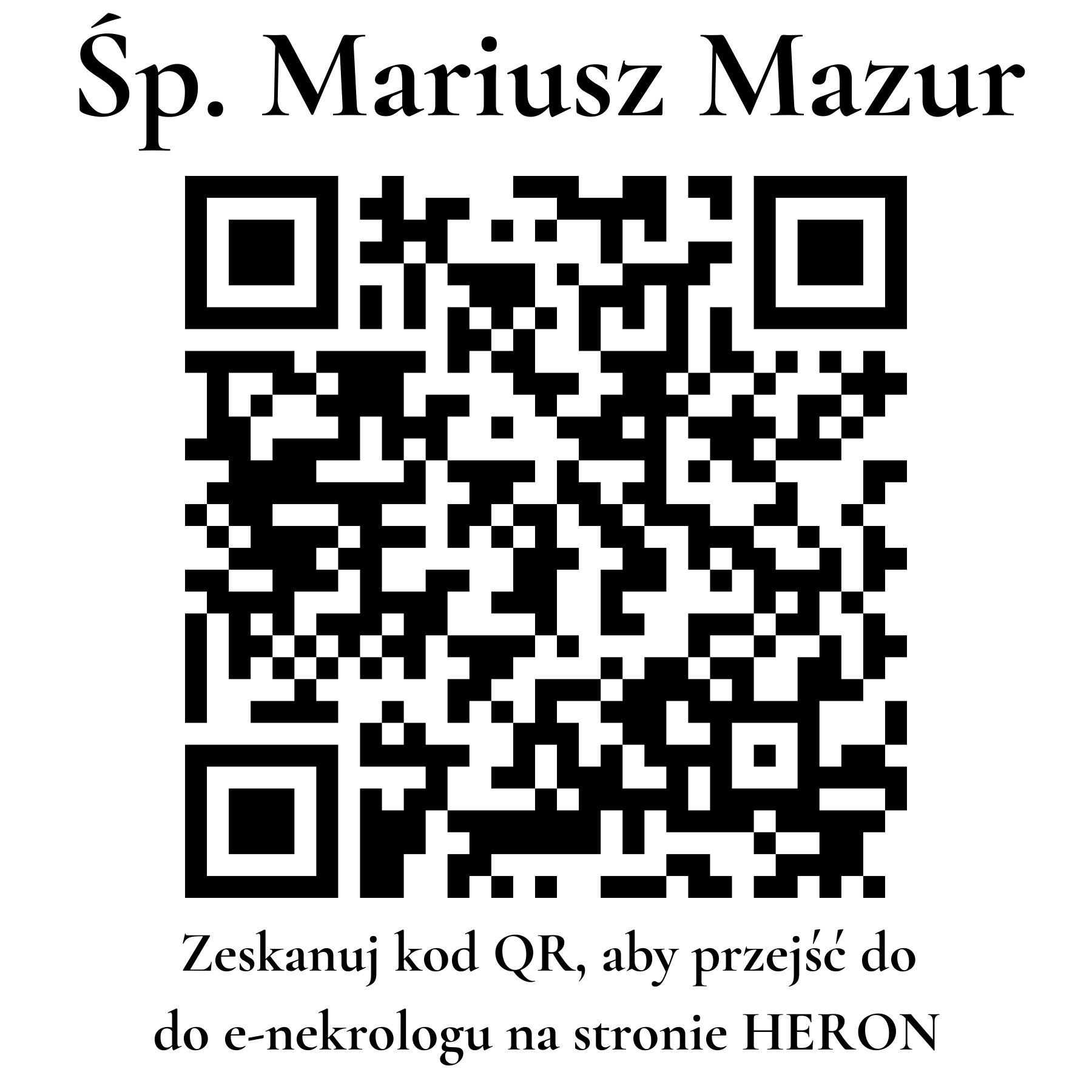 Kod QR do nekrologu Mariusz Mazur Kod QR do nekrologu Mariusz Mazur