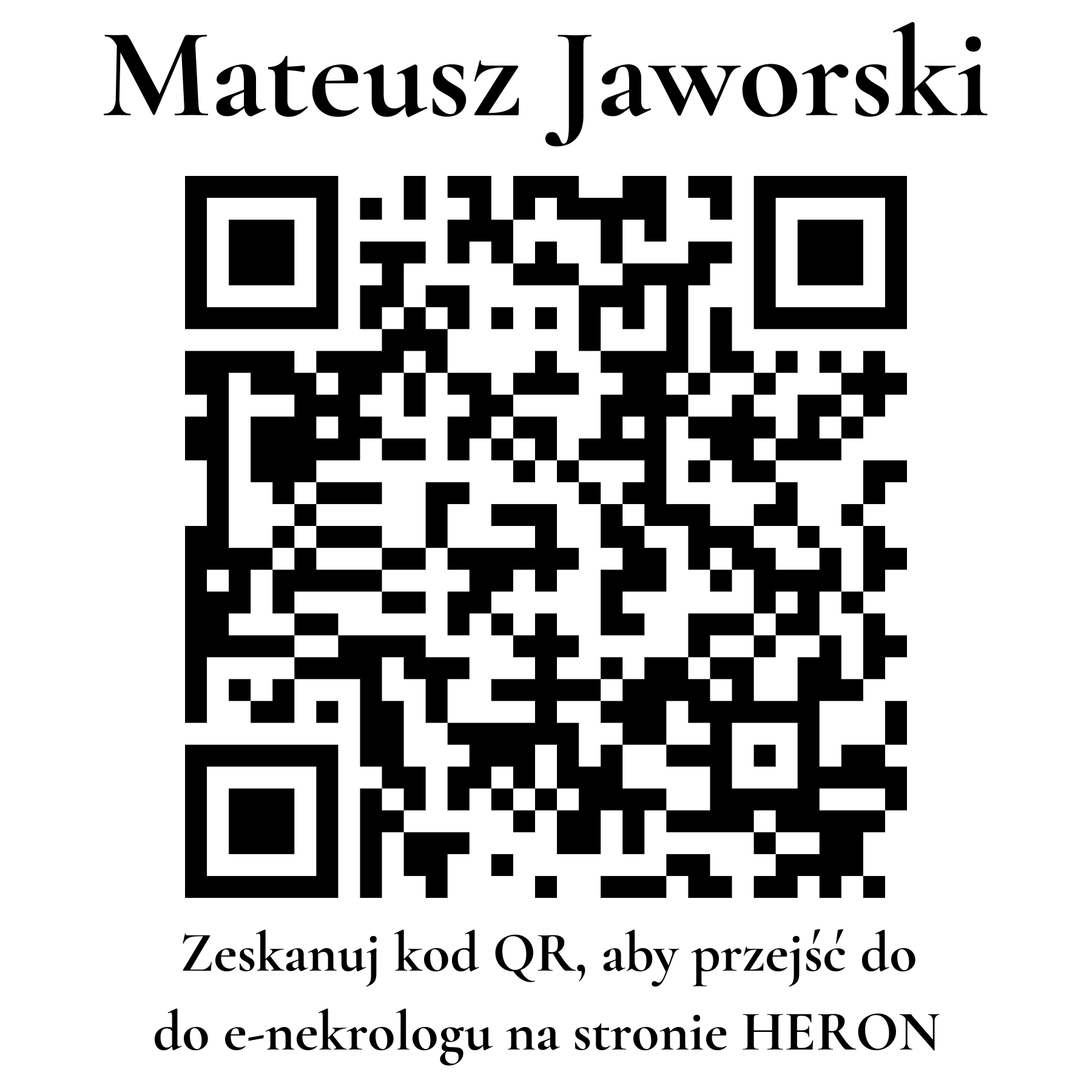 Kod QR do nekrologu Mateusz Jaworski