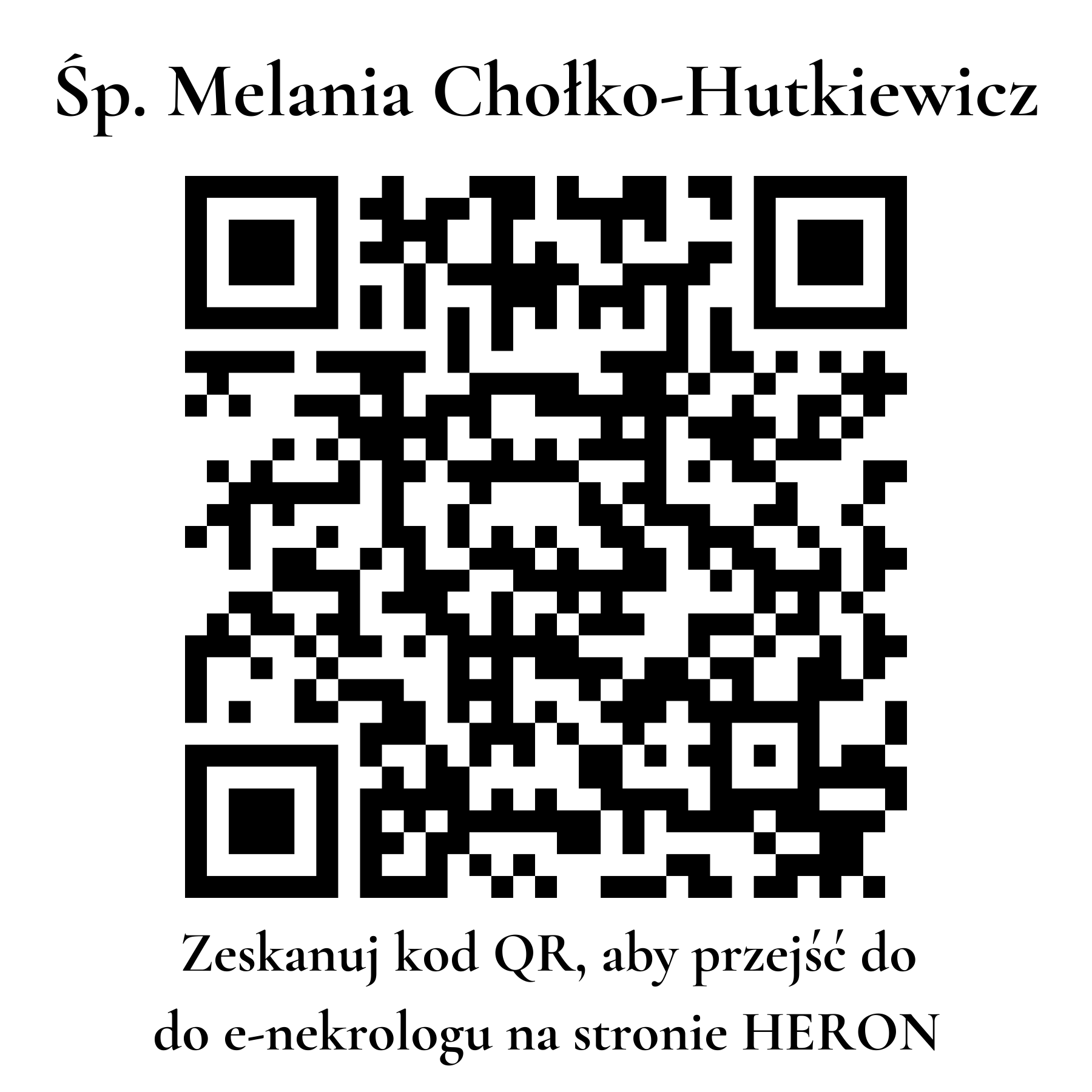 Kod QR do nekrologu Melania Chołko-Hutkiewicz