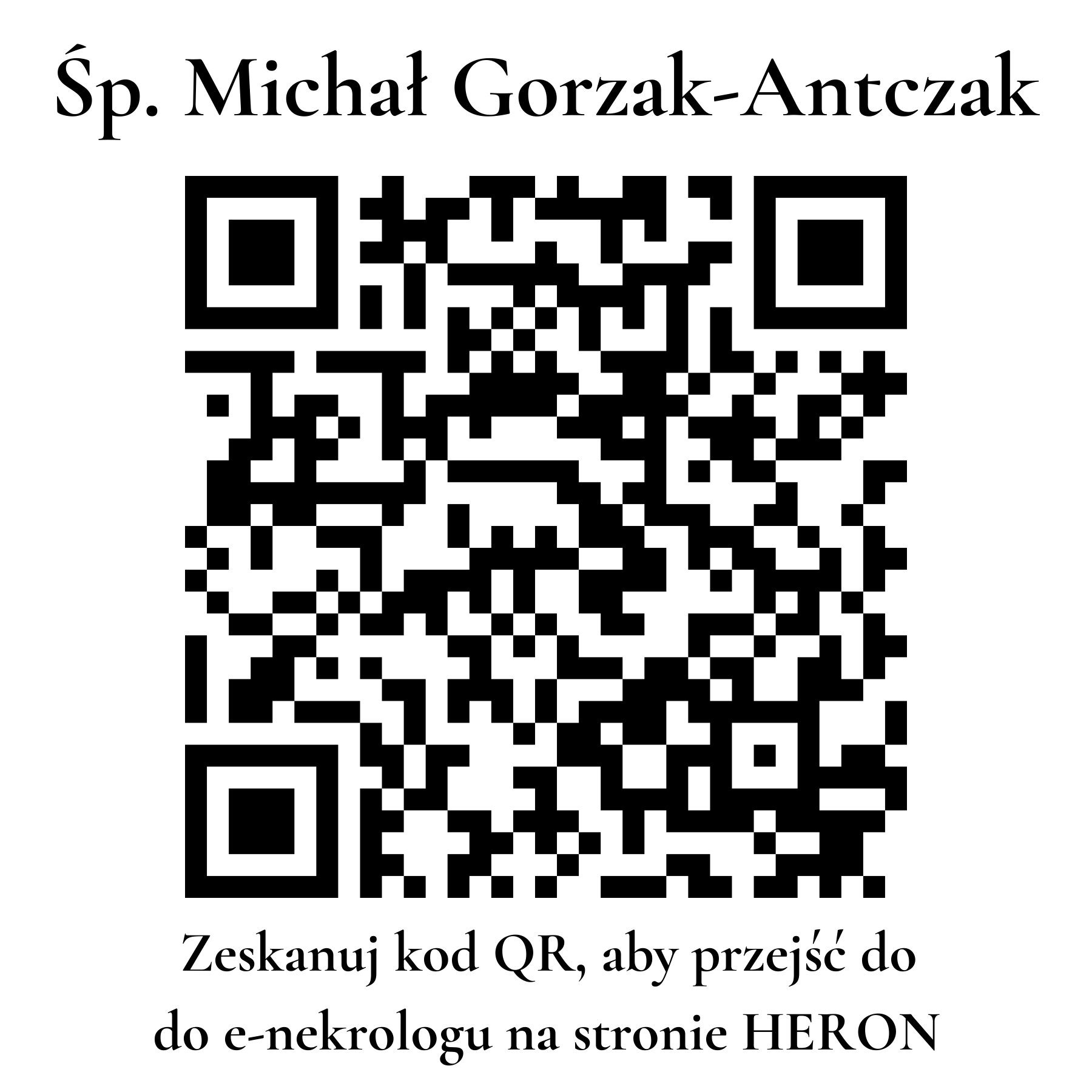 Kod QR do nekrologu Michał Gorzak-Antczak Kod QR do nekrologu Michał Gorzak-Antczak