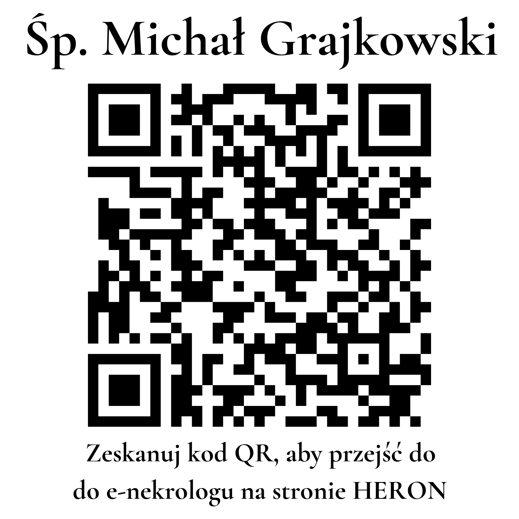 Kod QR do nekrologu Michał Grajkowski Kod QR do nekrologu Michał Grajkowski