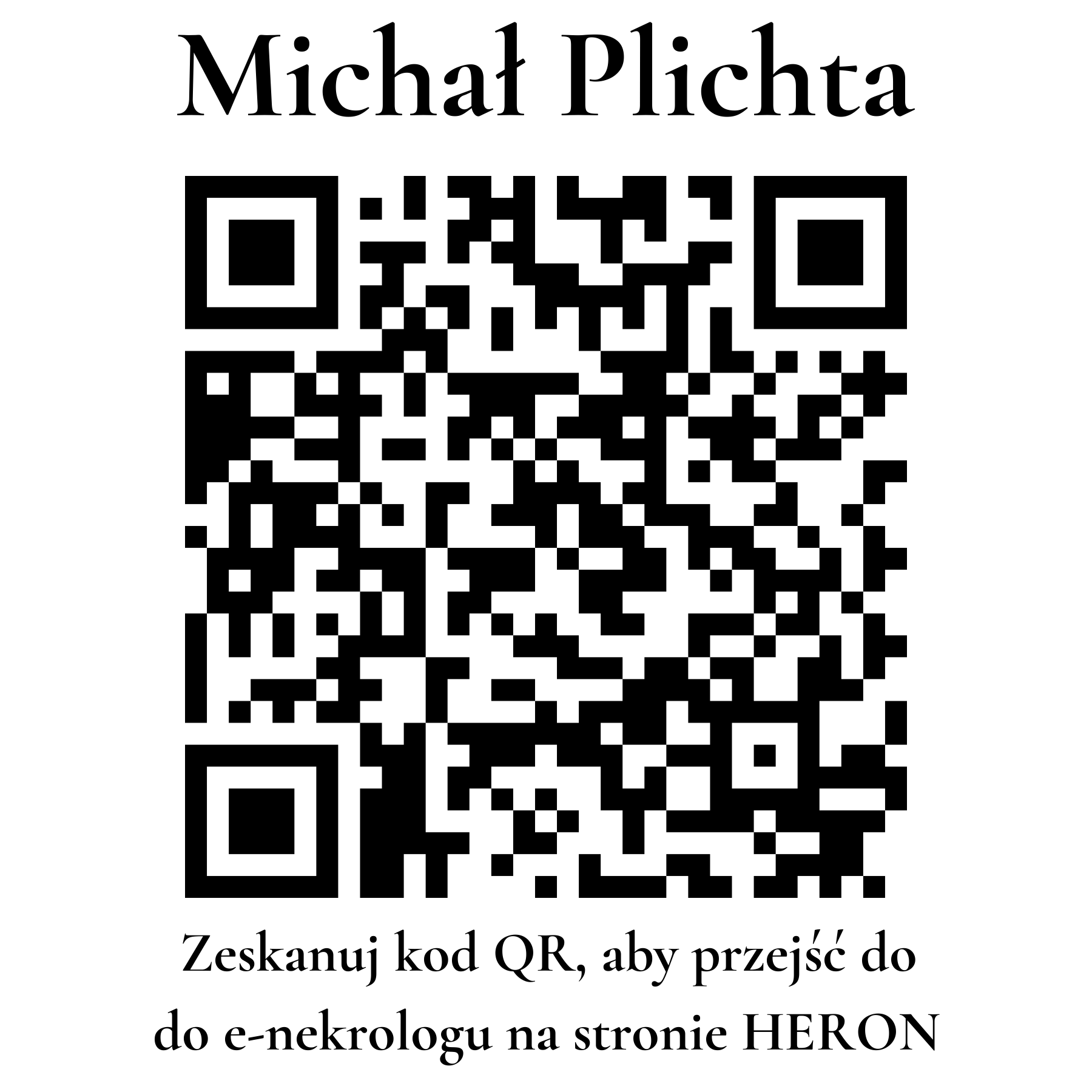 Kod QR do nekrologu Michał Plichta Kod QR do nekrologu Michał Plichta