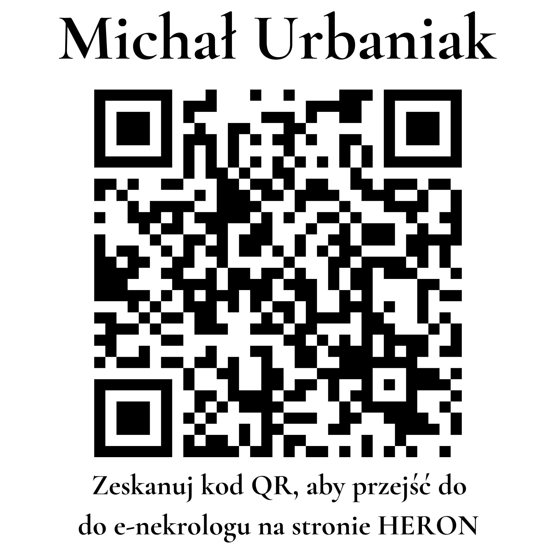 Kod QR do nekrologu Michał Urbaniak Kod QR do nekrologu Michał Urbaniak