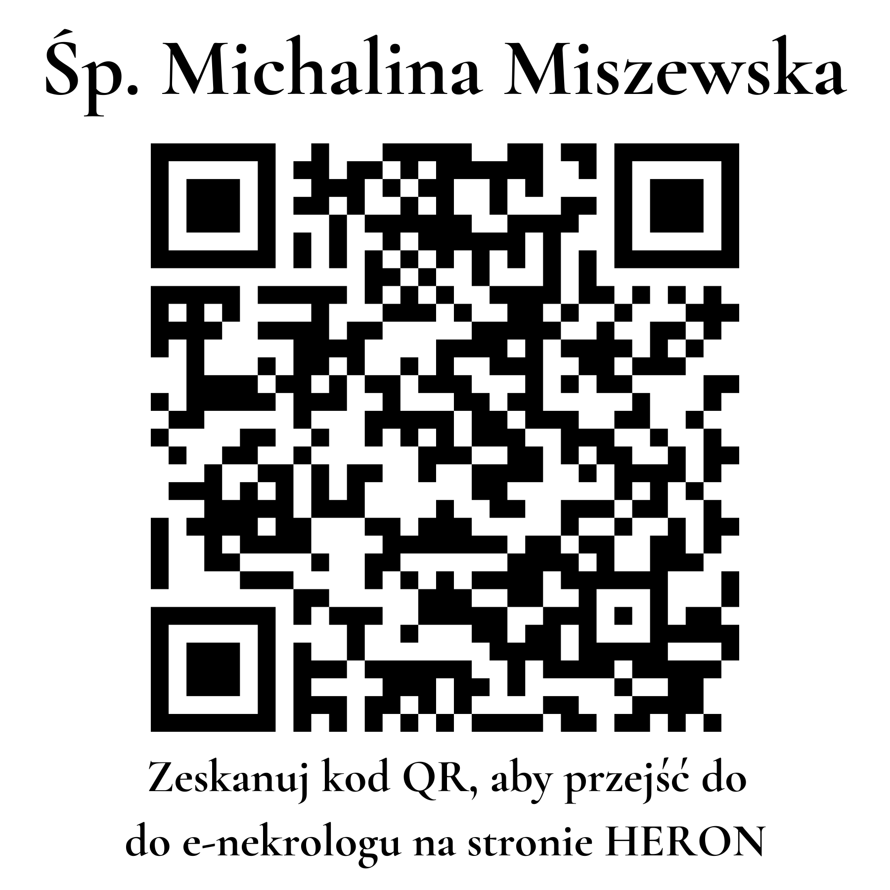 Kod QR do nekrologu Michalina Miszewska Kod QR do nekrologu Michalina Miszewska