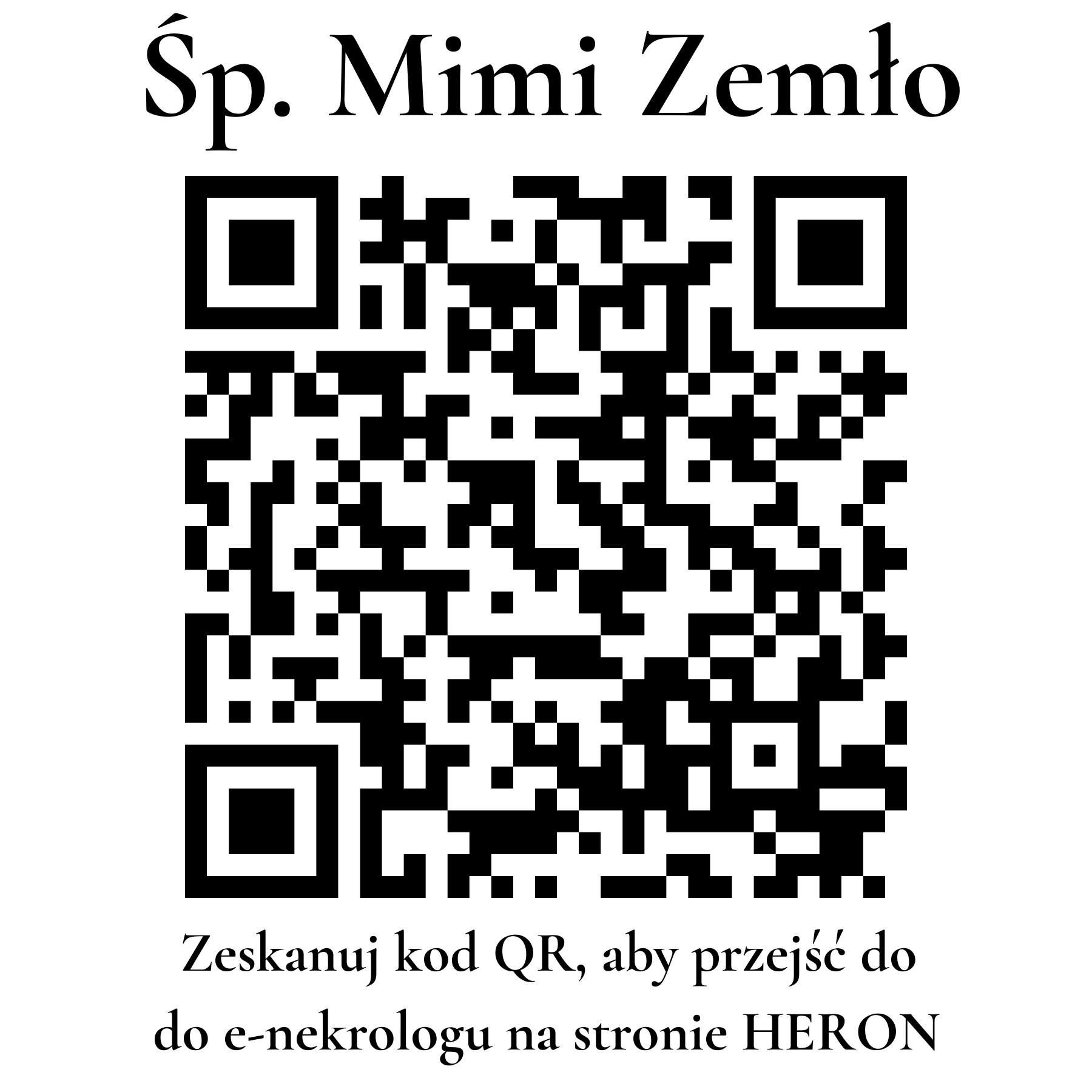 Kod QR do nekrologu Mimi Zemło