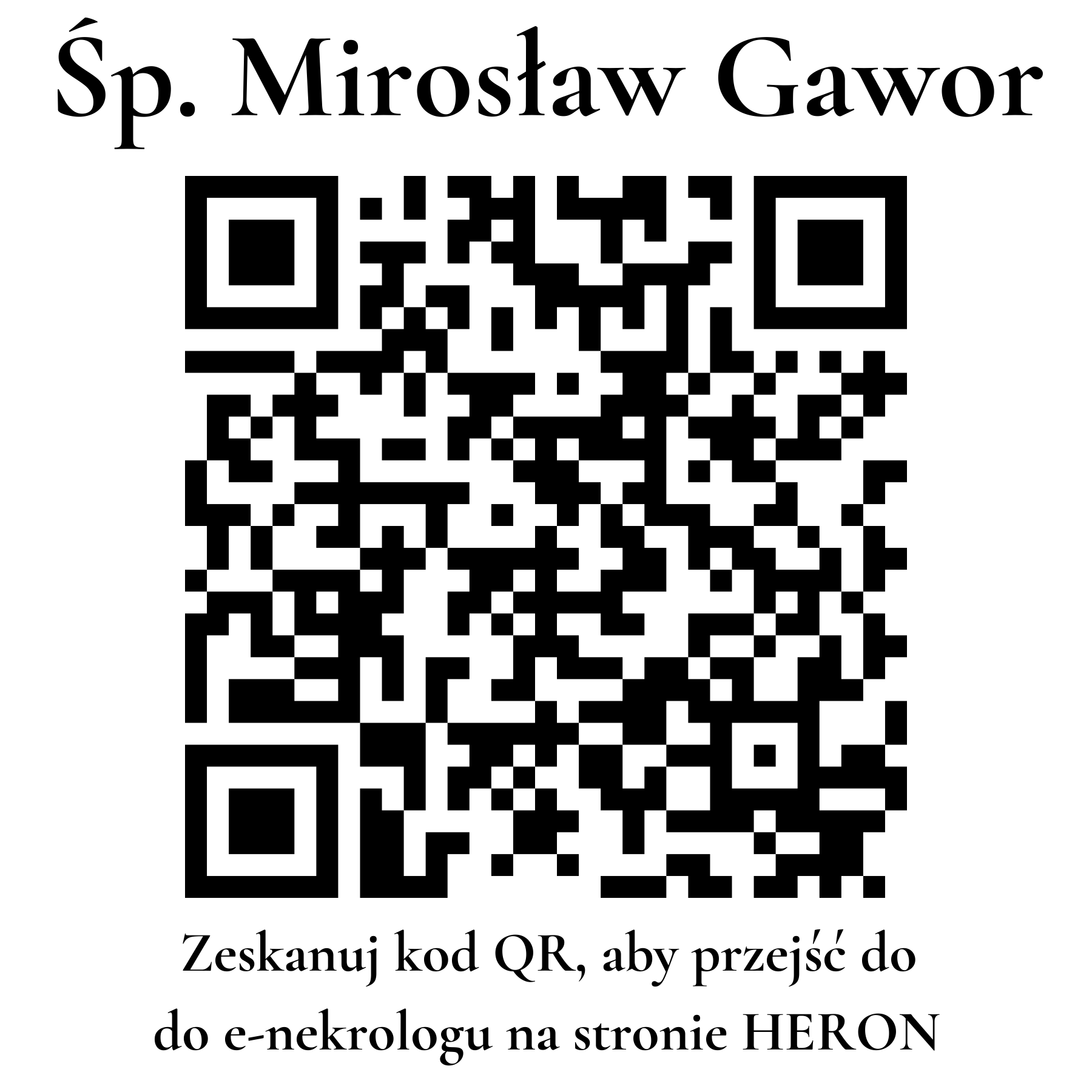 Kod QR do nekrologu Mirosław Gawor Kod QR do nekrologu Mirosław Gawor