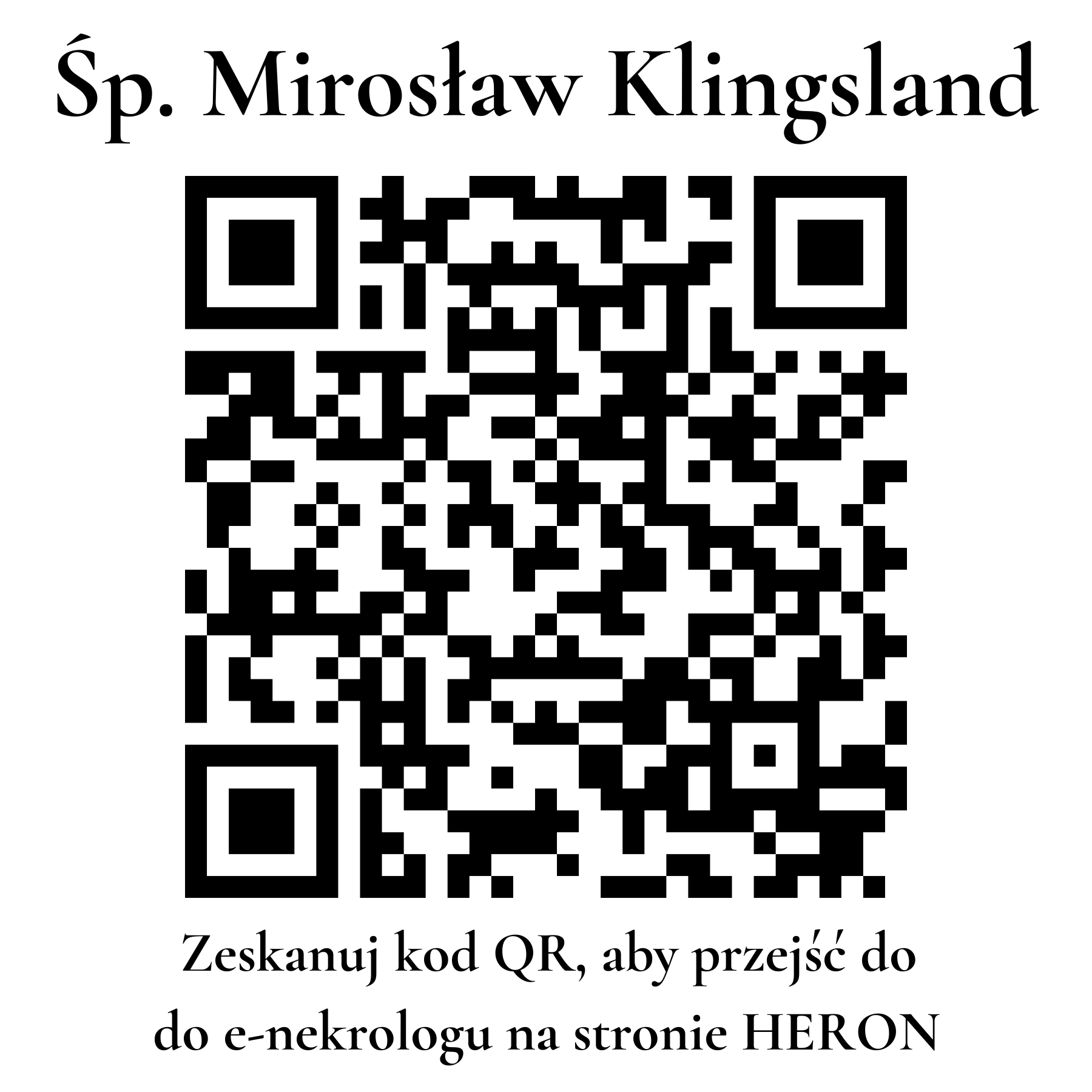 Kod QR do nekrologu Mirosław Klingsland