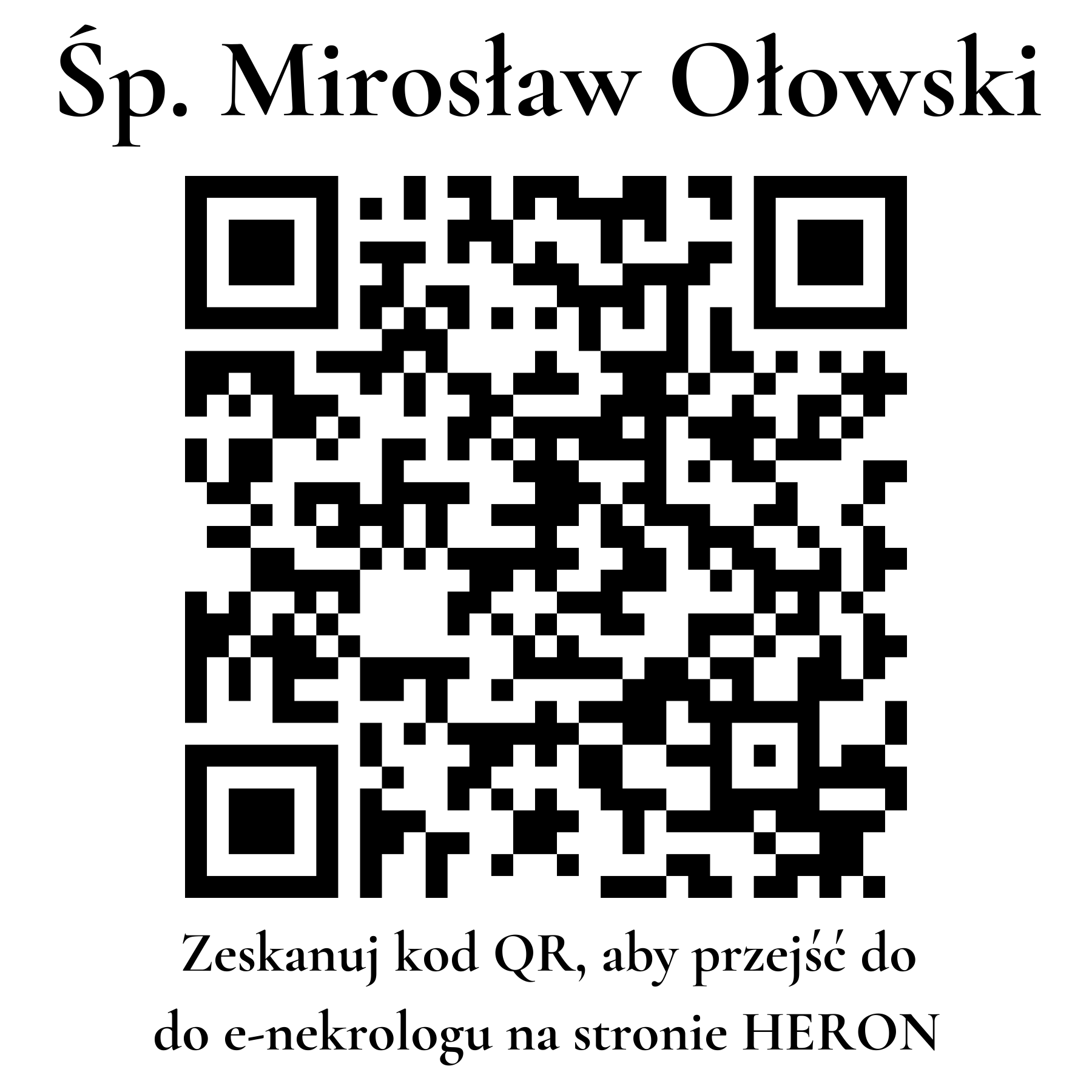 Kod QR do nekrologu Mirosław Ołowski Kod QR do nekrologu Mirosław Ołowski