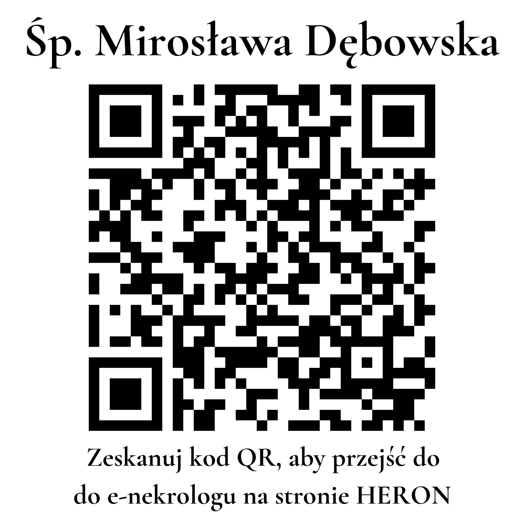 Kod QR do nekrologu Mirosława Dębowska Kod QR do nekrologu Mirosława Dębowska