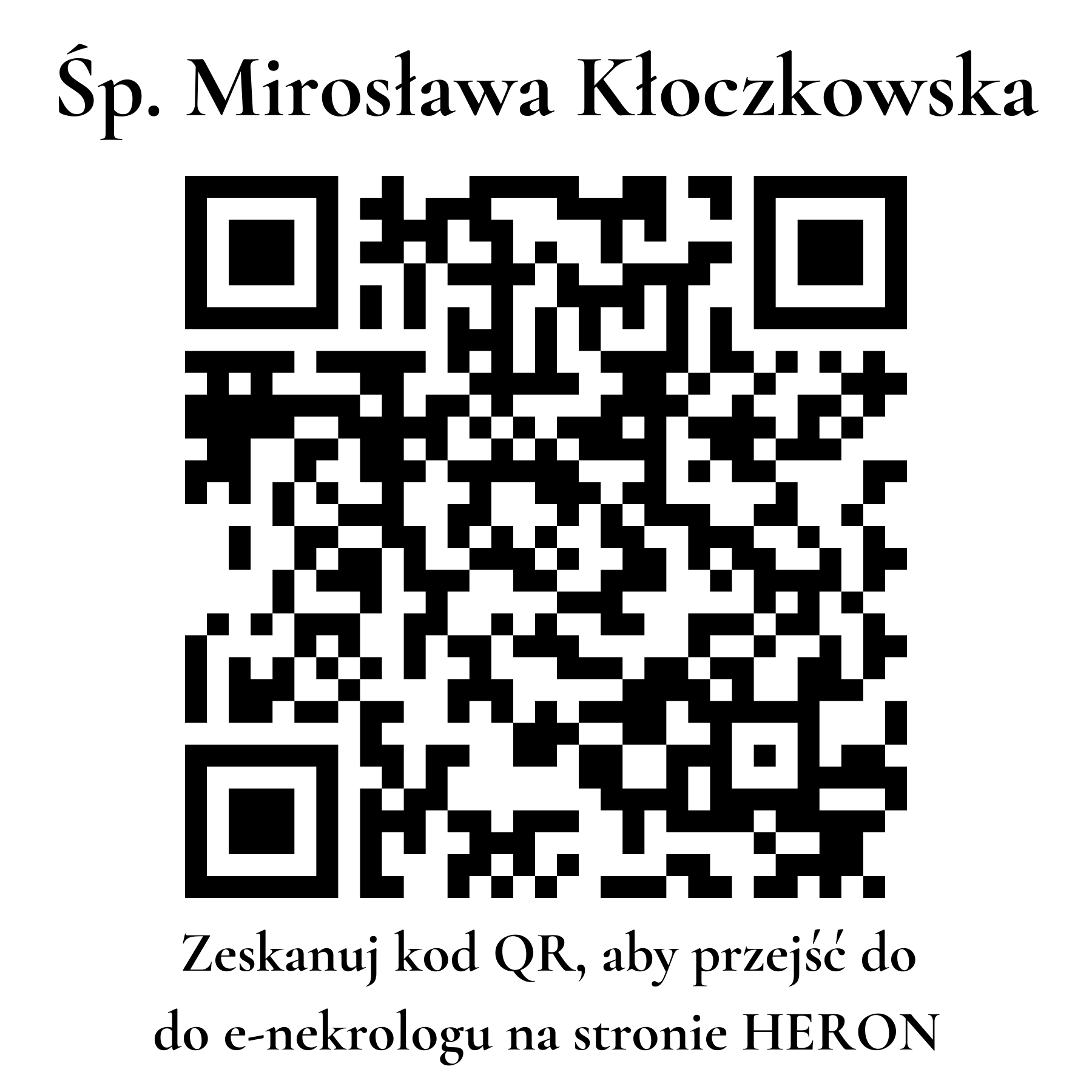 Kod QR do nekrologu Mirosława Kłoczkowska Kod QR do nekrologu Mirosława Kłoczkowska
