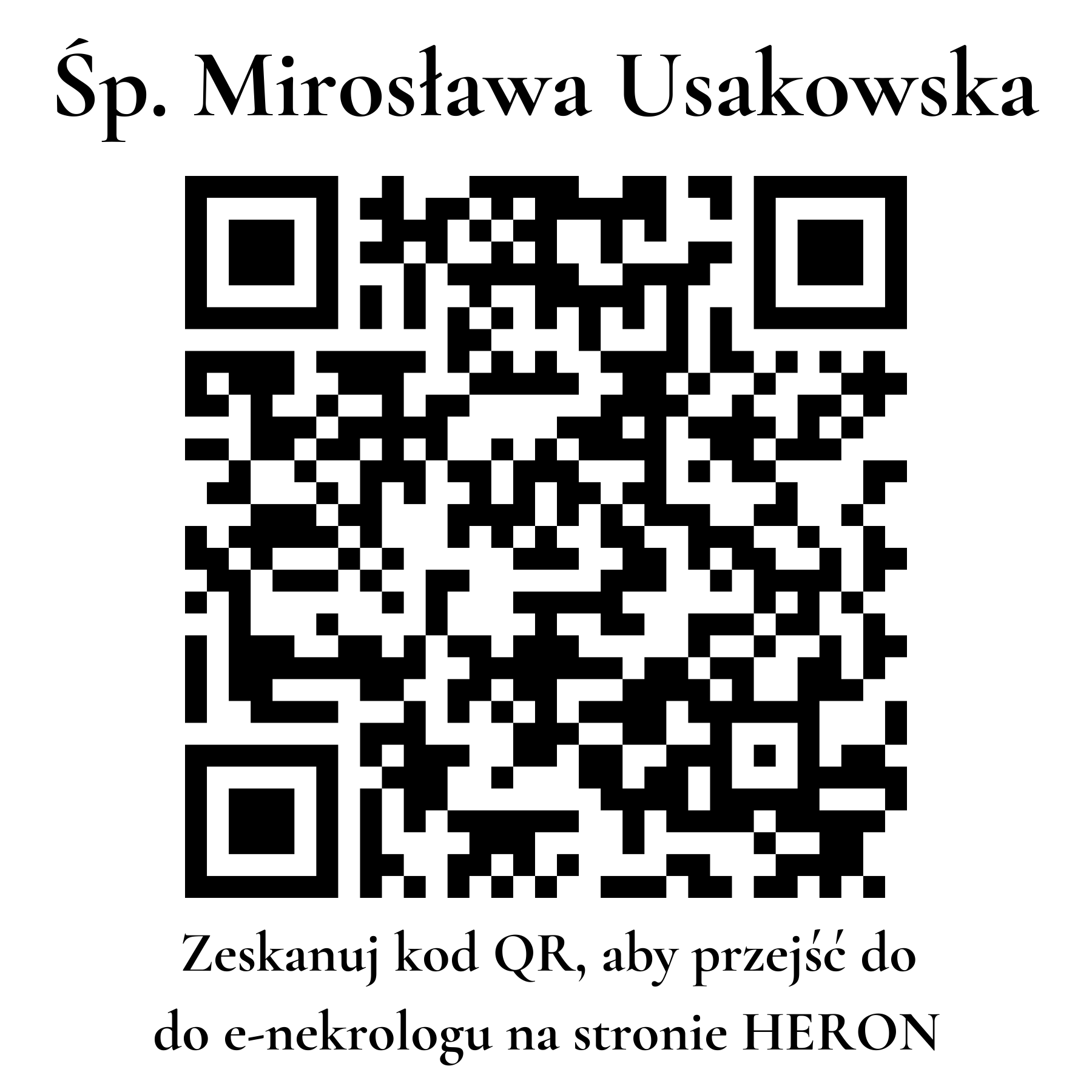 Kod QR do nekrologu Mirosława Usakowska