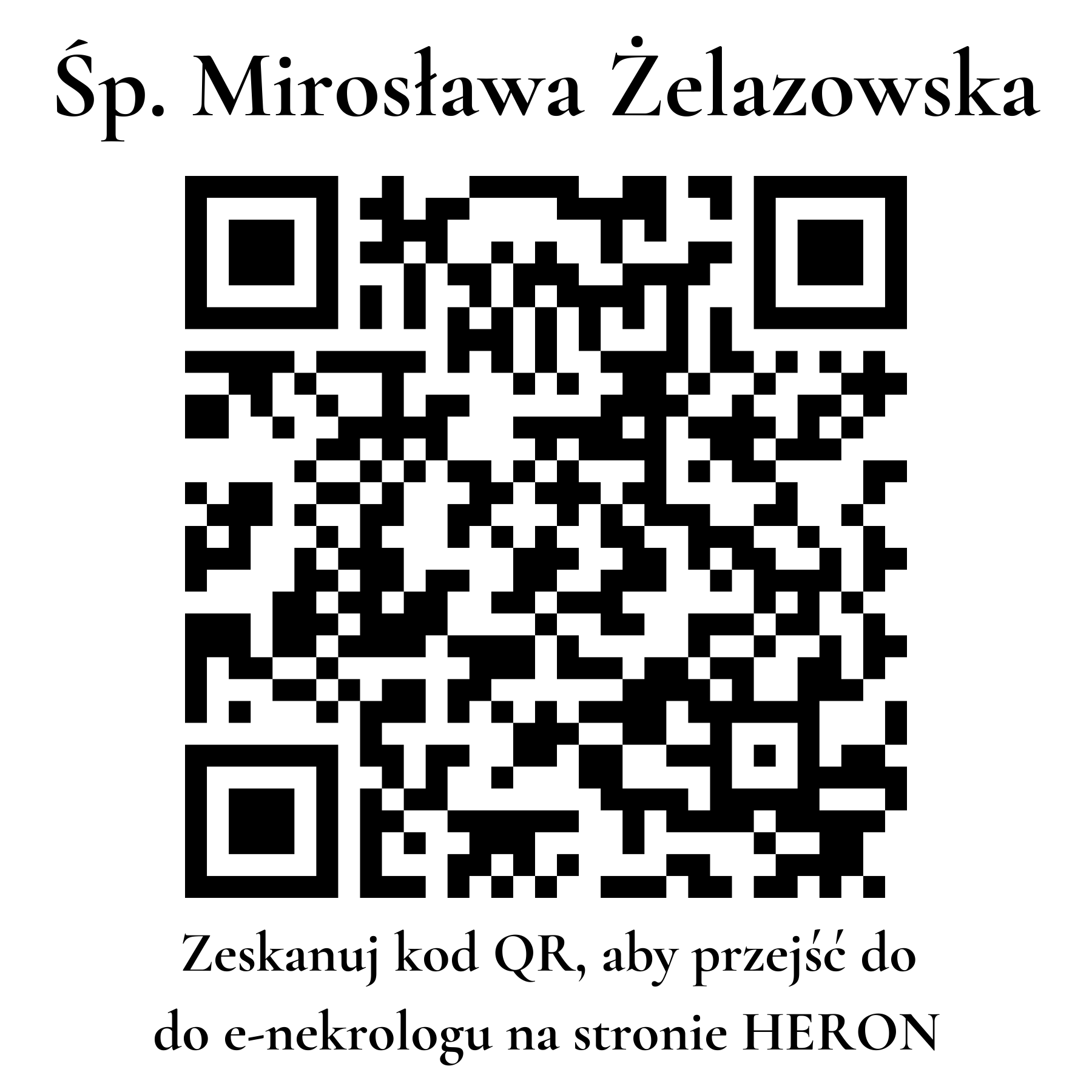 Kod QR do nekrologu Mirosława Żelazowska