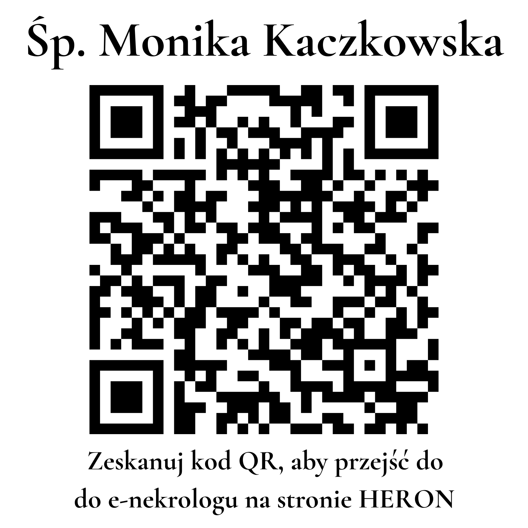 Kod QR do nekrologu Monika Kaczkowska