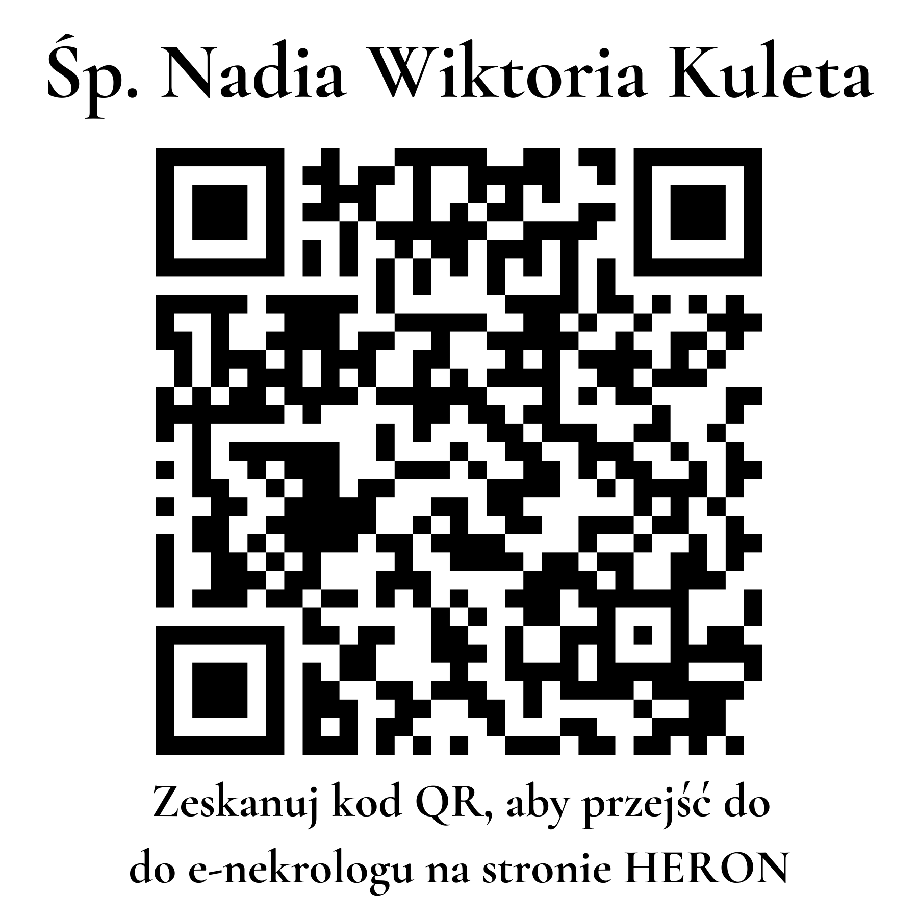 Kod QR do nekrologu Nadia Wiktoria Kuleta Kod QR do nekrologu Nadia Wiktoria Kuleta