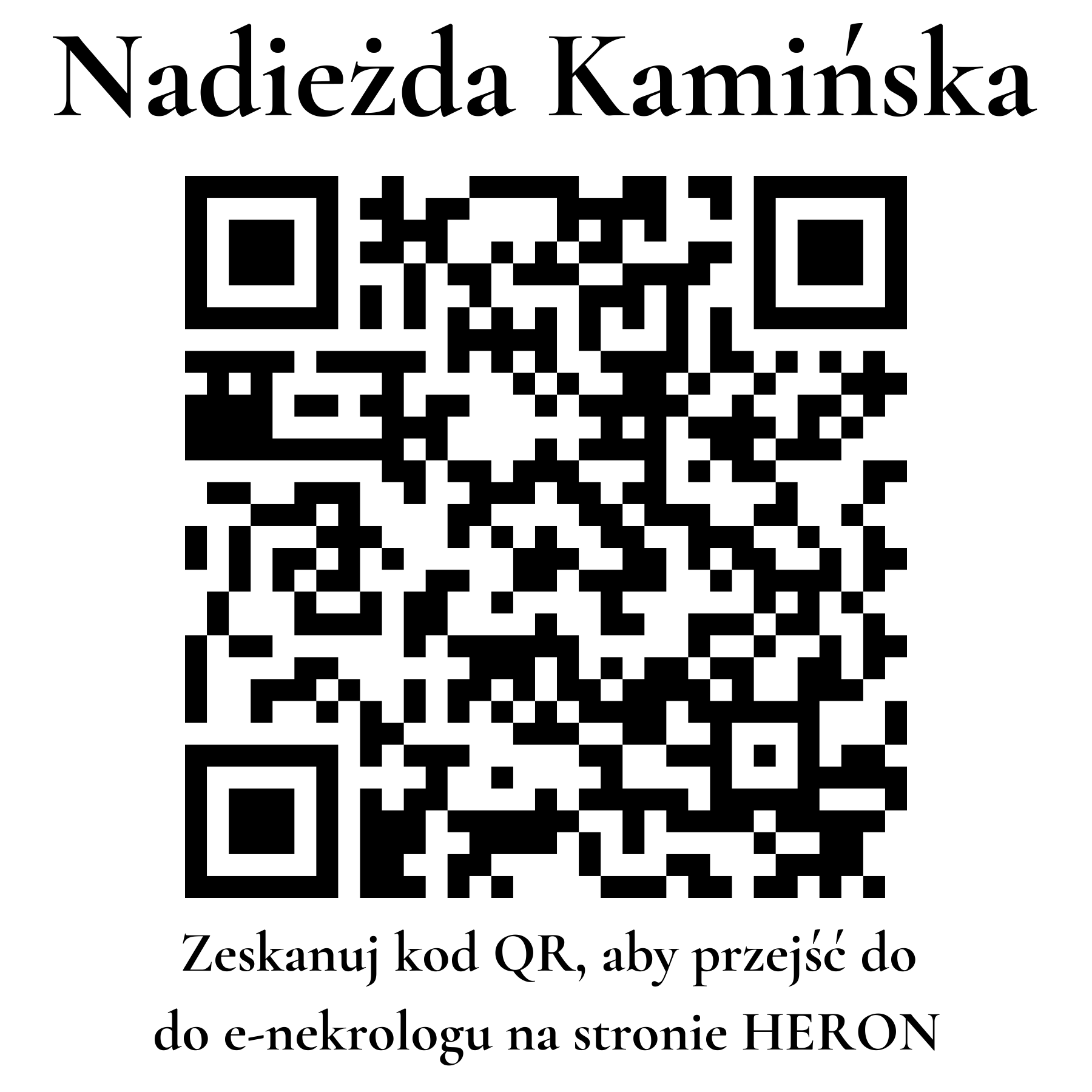 Kod QR do nekrologu Nadieżda Kamińska Kod QR do nekrologu Nadieżda Kamińska