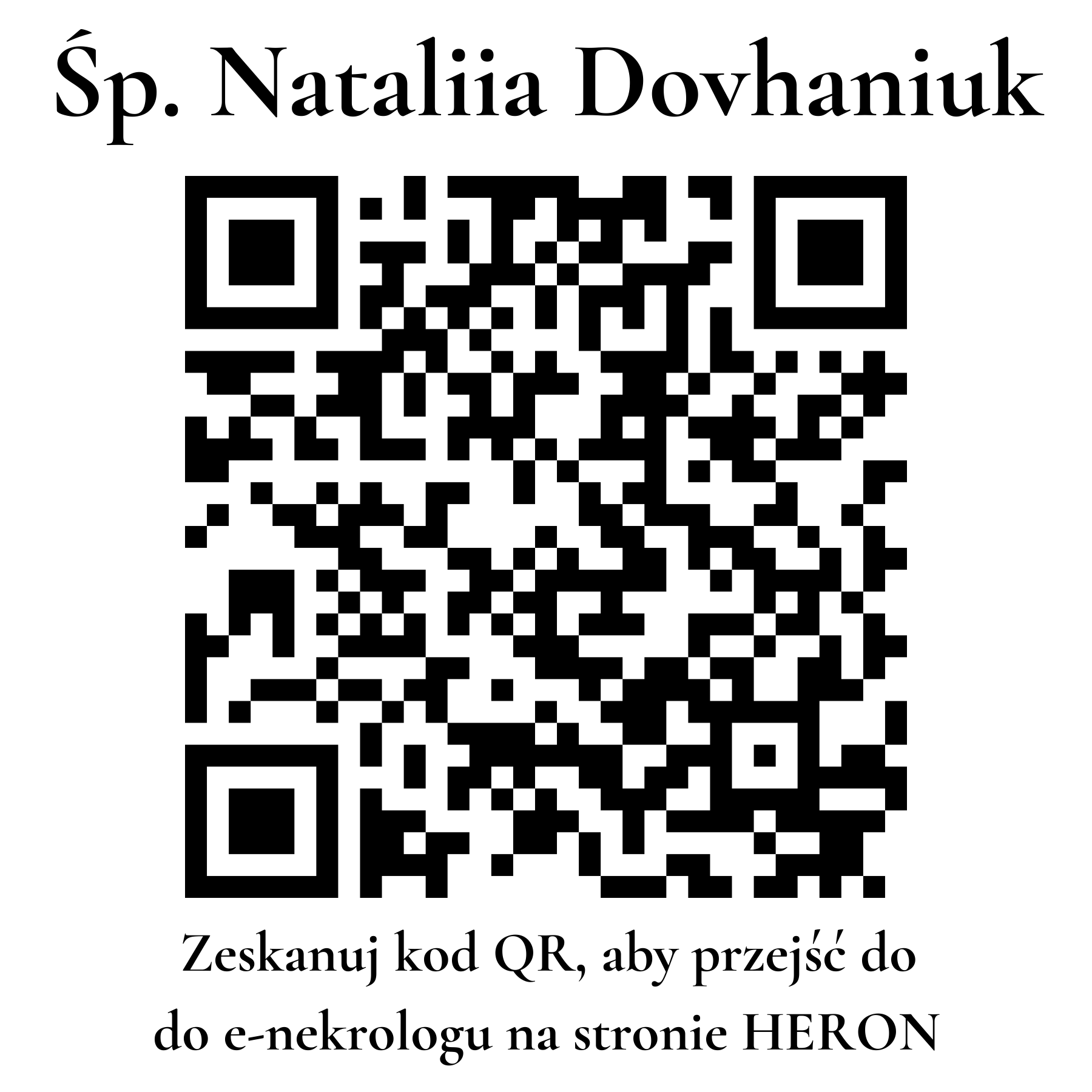 Kod QR do nekrologu Nataliia Dovhaniuk