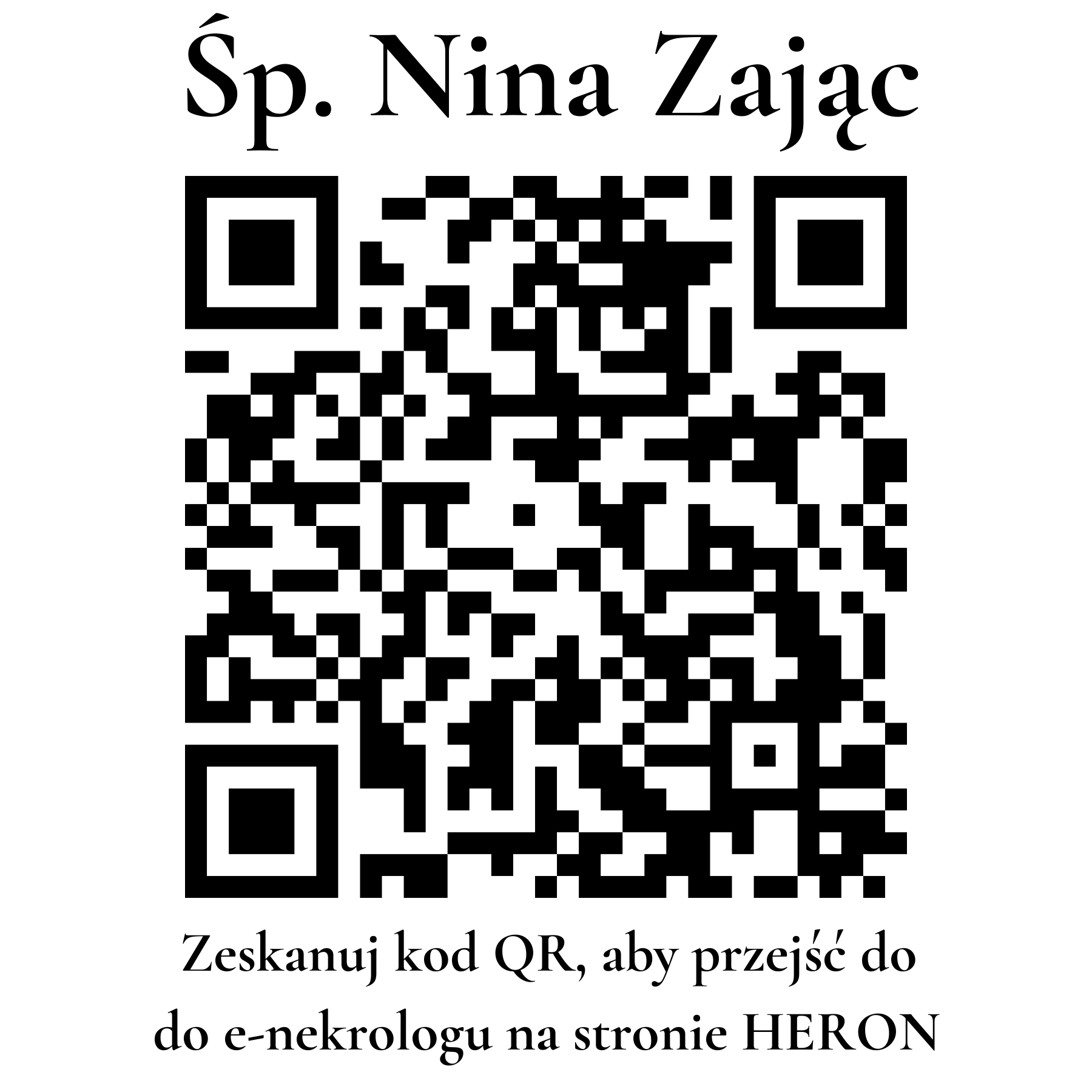 Kod QR do nekrologu Nina Zając Kod QR do nekrologu Nina Zając