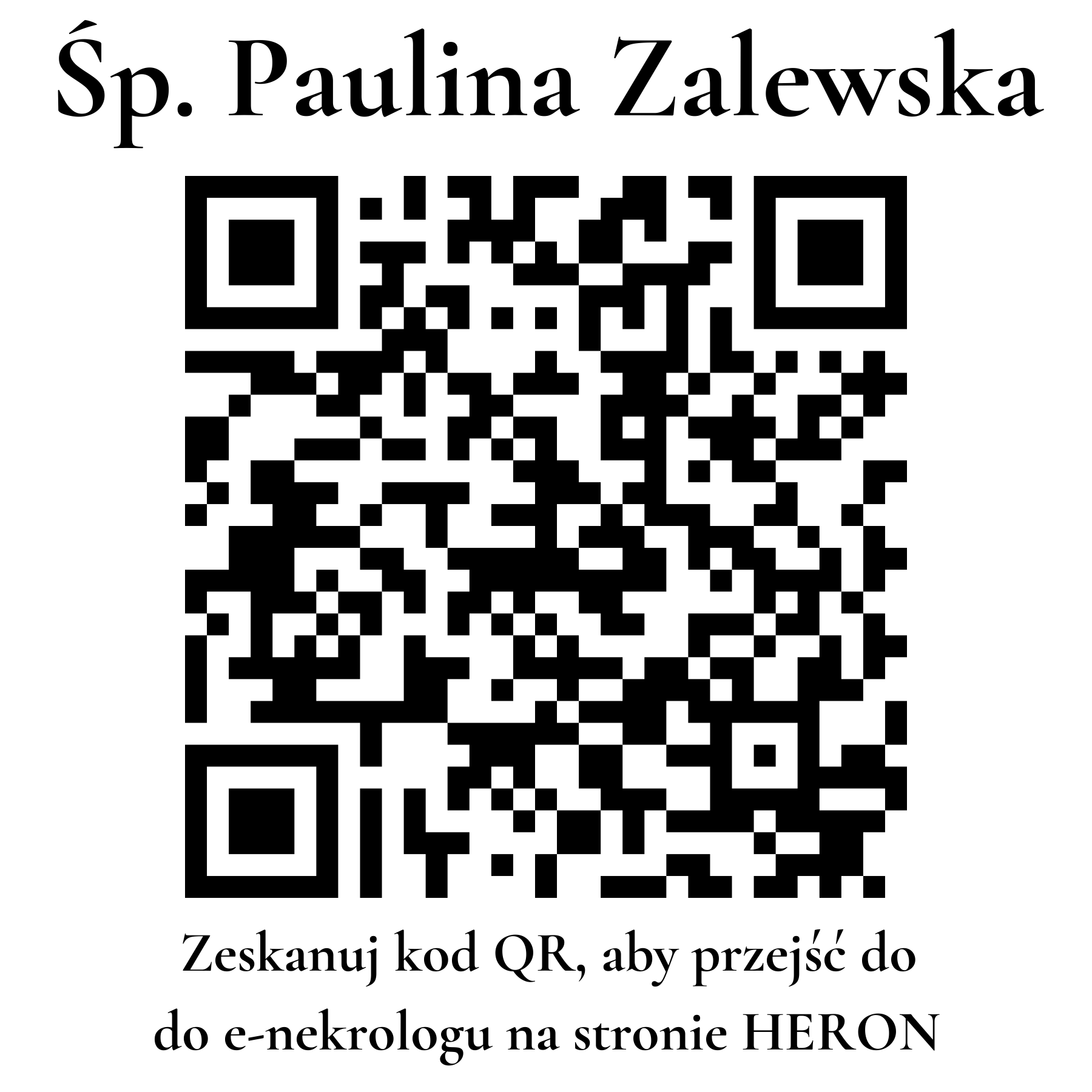 Kod QR do nekrologu Paulina Zalewska Kod QR do nekrologu Paulina Zalewska