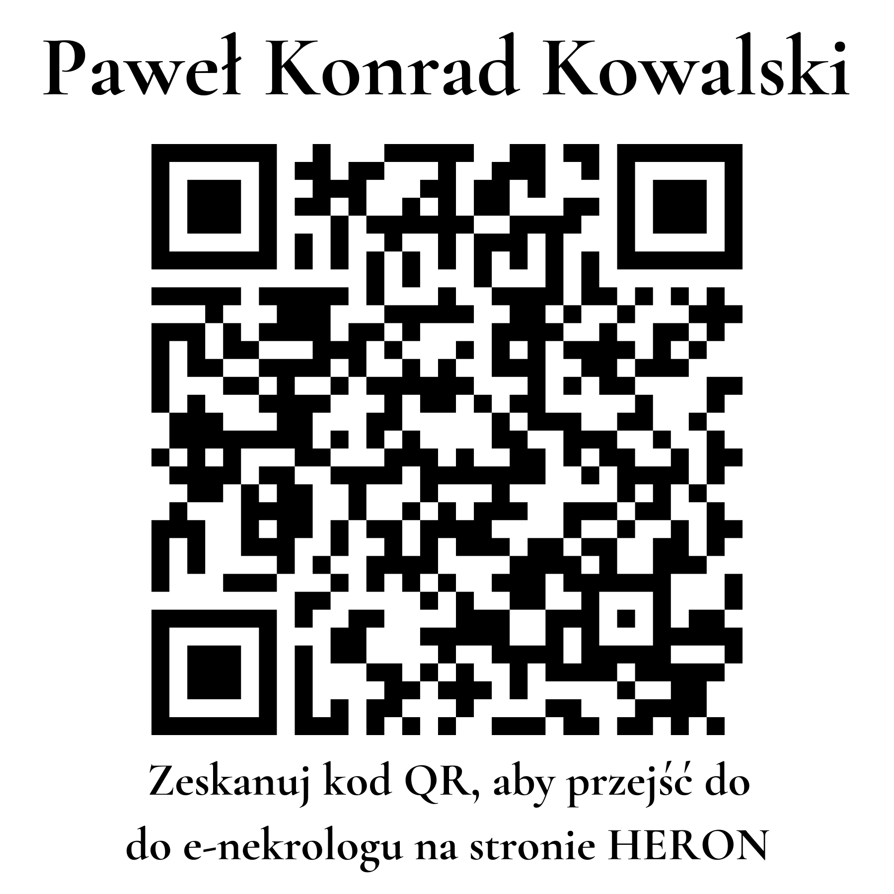 Kod QR do nekrologu Paweł Konrad Kowalski