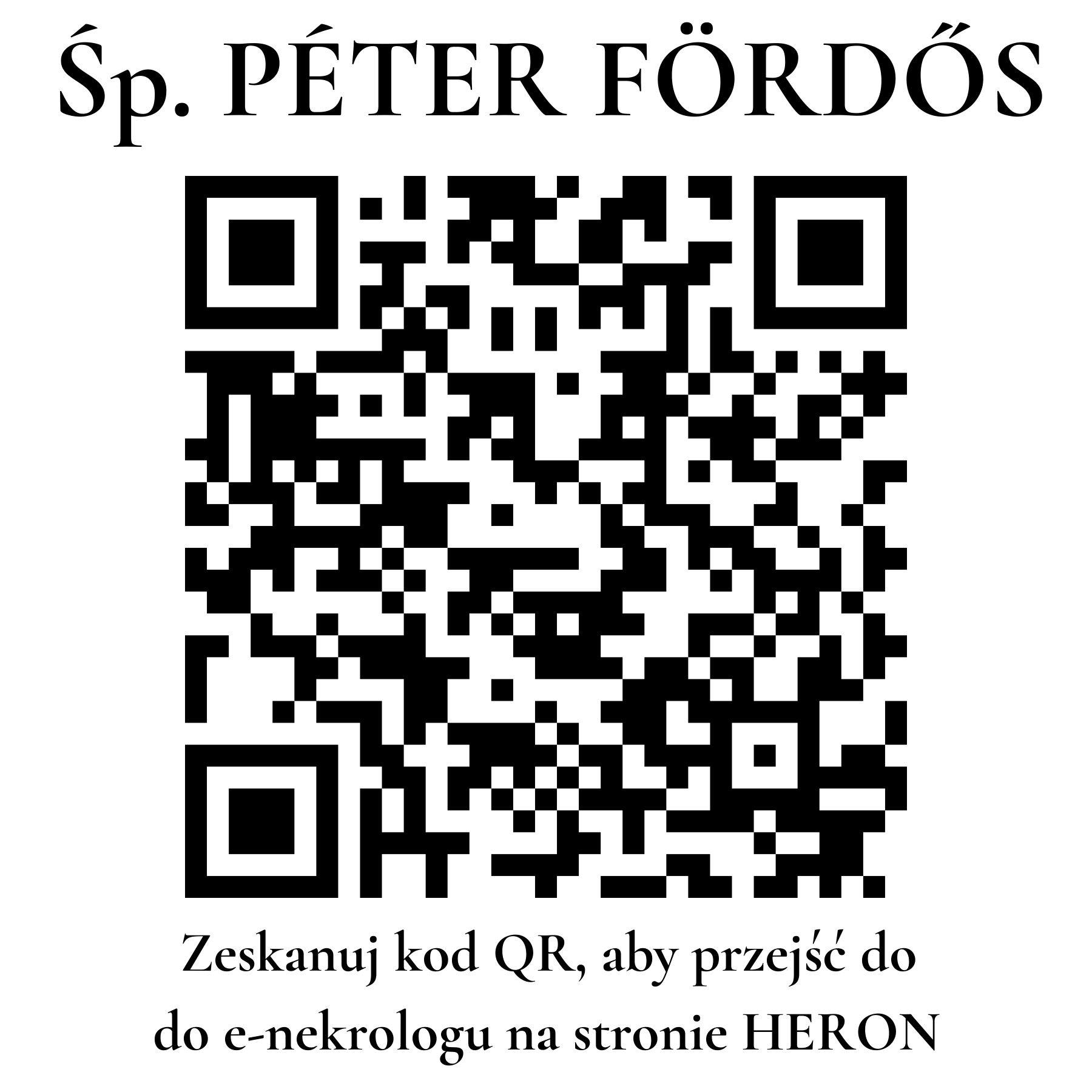 Kod QR do nekrologu PÉTER FÖRDŐS