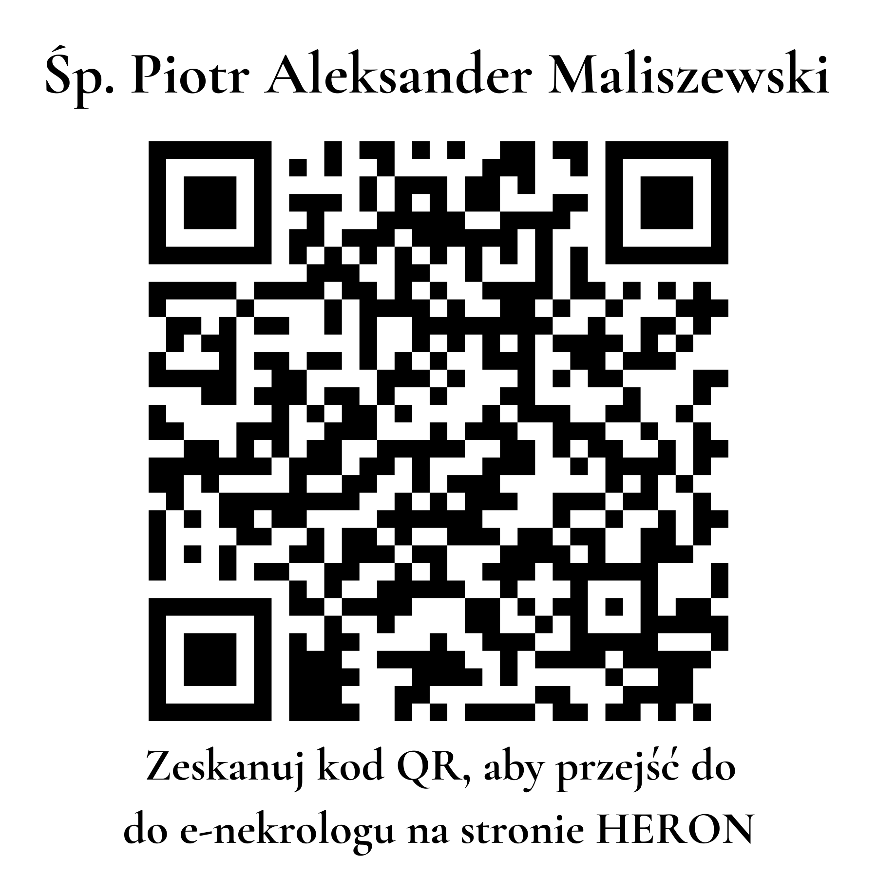 Kod QR do nekrologu Piotr Aleksander Maliszewski