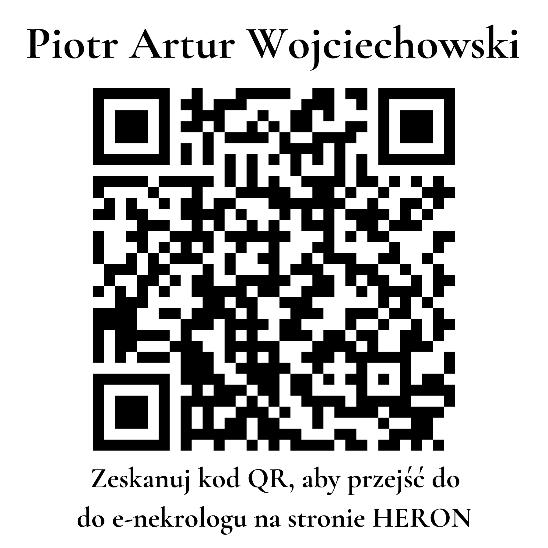 Kod QR do nekrologu Piotr Artur Wojciechowski Kod QR do nekrologu Piotr Artur Wojciechowski
