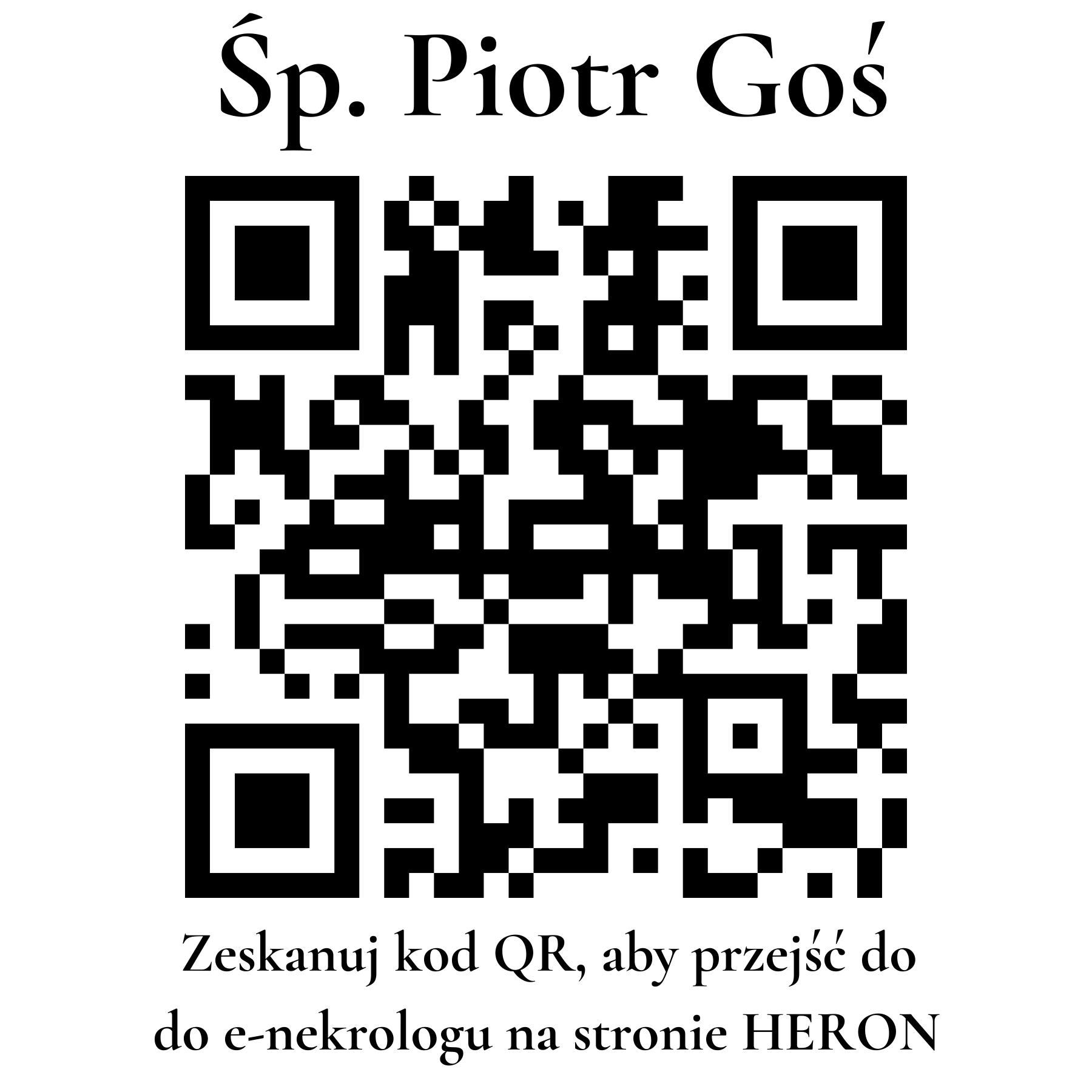 Kod QR do nekrologu Piotr Goś
