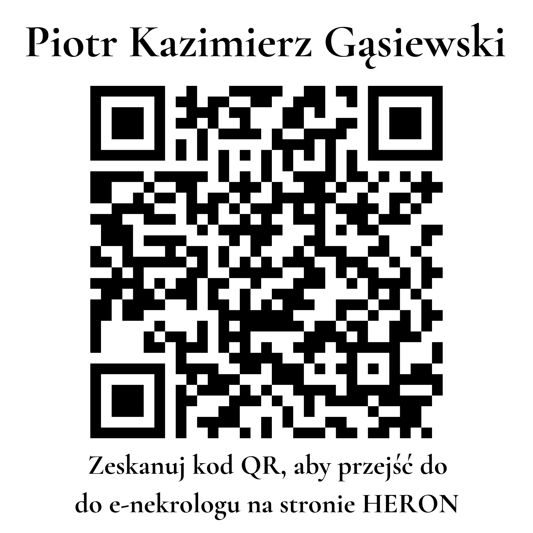 Kod QR do nekrologu Piotr Kazimierz Gąsiewski