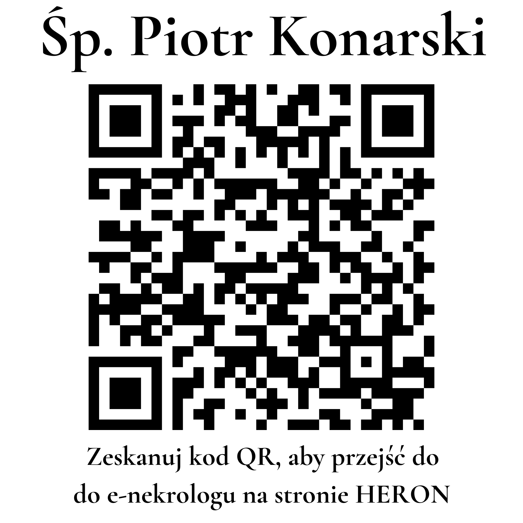 Kod QR do nekrologu Piotr Konarski Kod QR do nekrologu Piotr Konarski