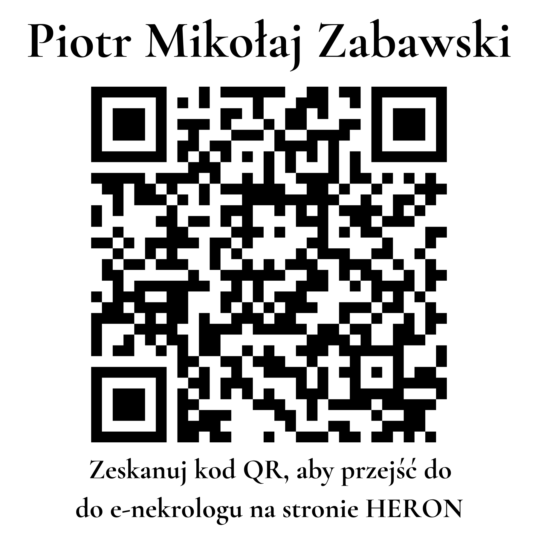 Kod QR do nekrologu Piotr Mikołaj Zabawski