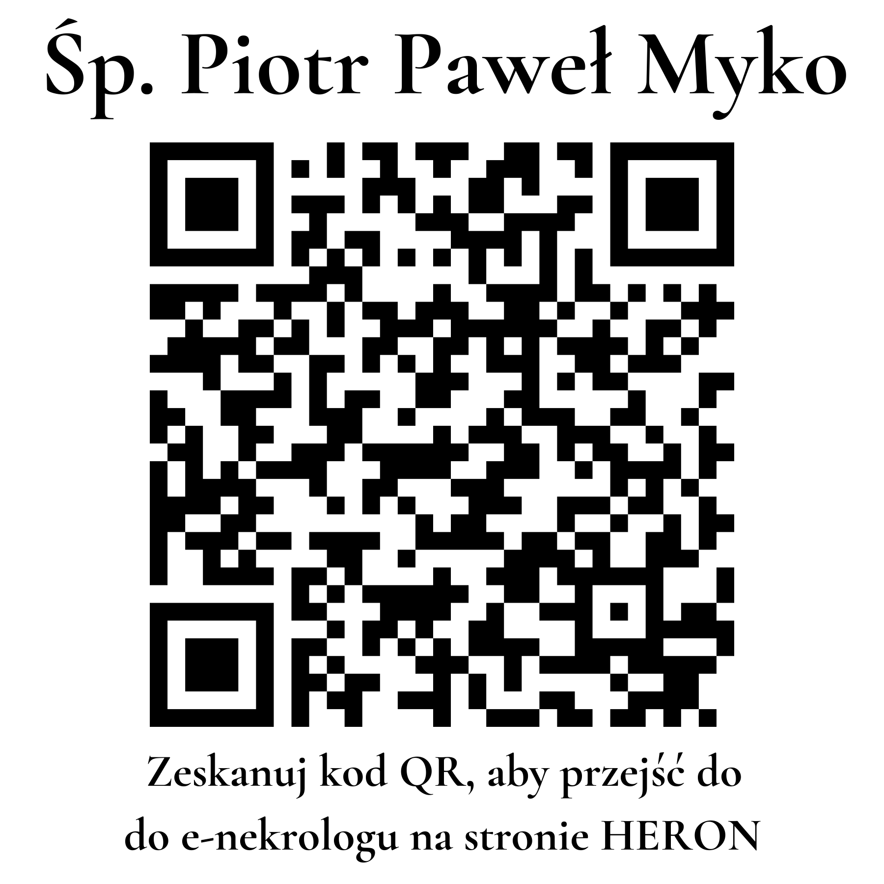 Kod QR do nekrologu Piotr Paweł Myko Kod QR do nekrologu Piotr Paweł Myko