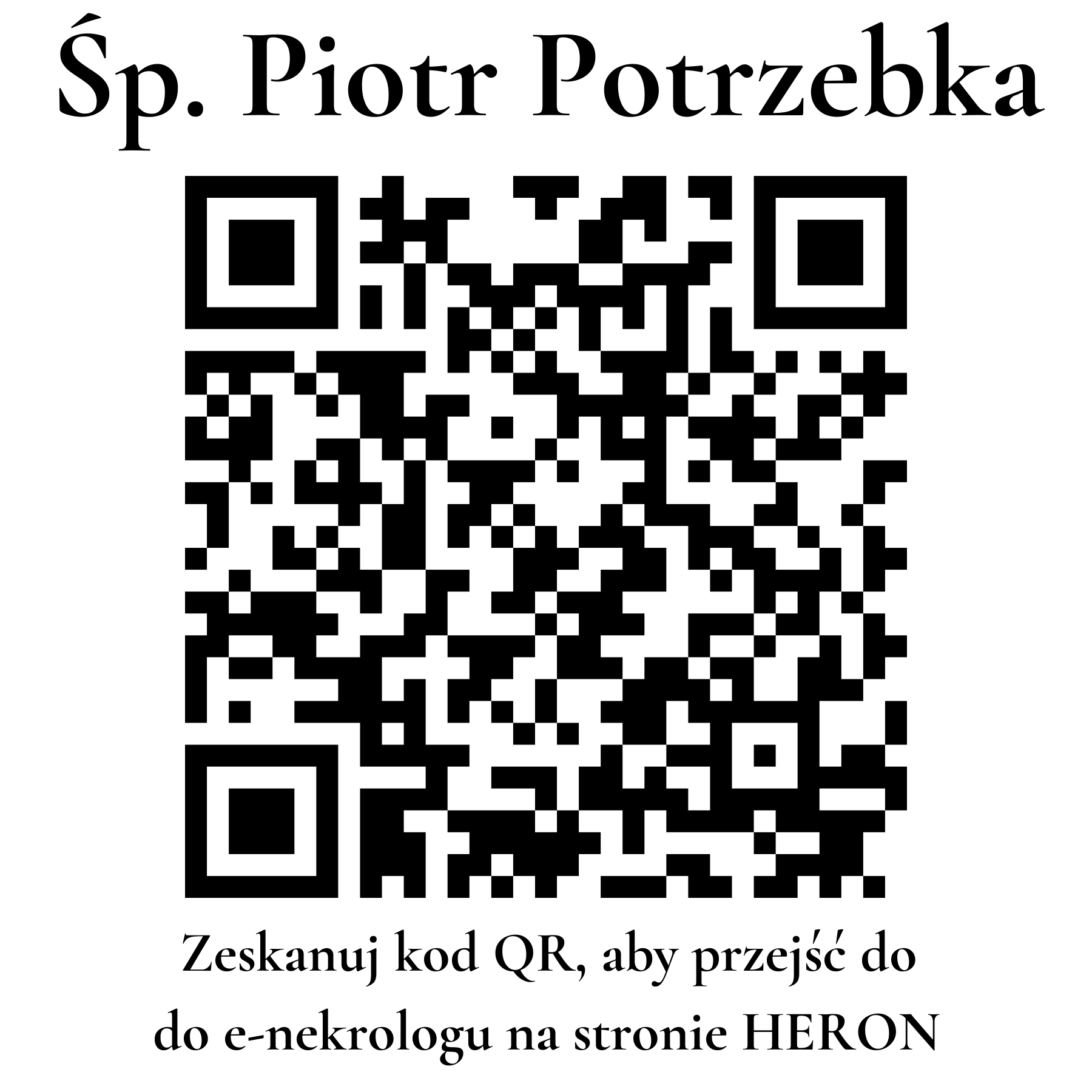 Kod QR do nekrologu Piotr Potrzebka