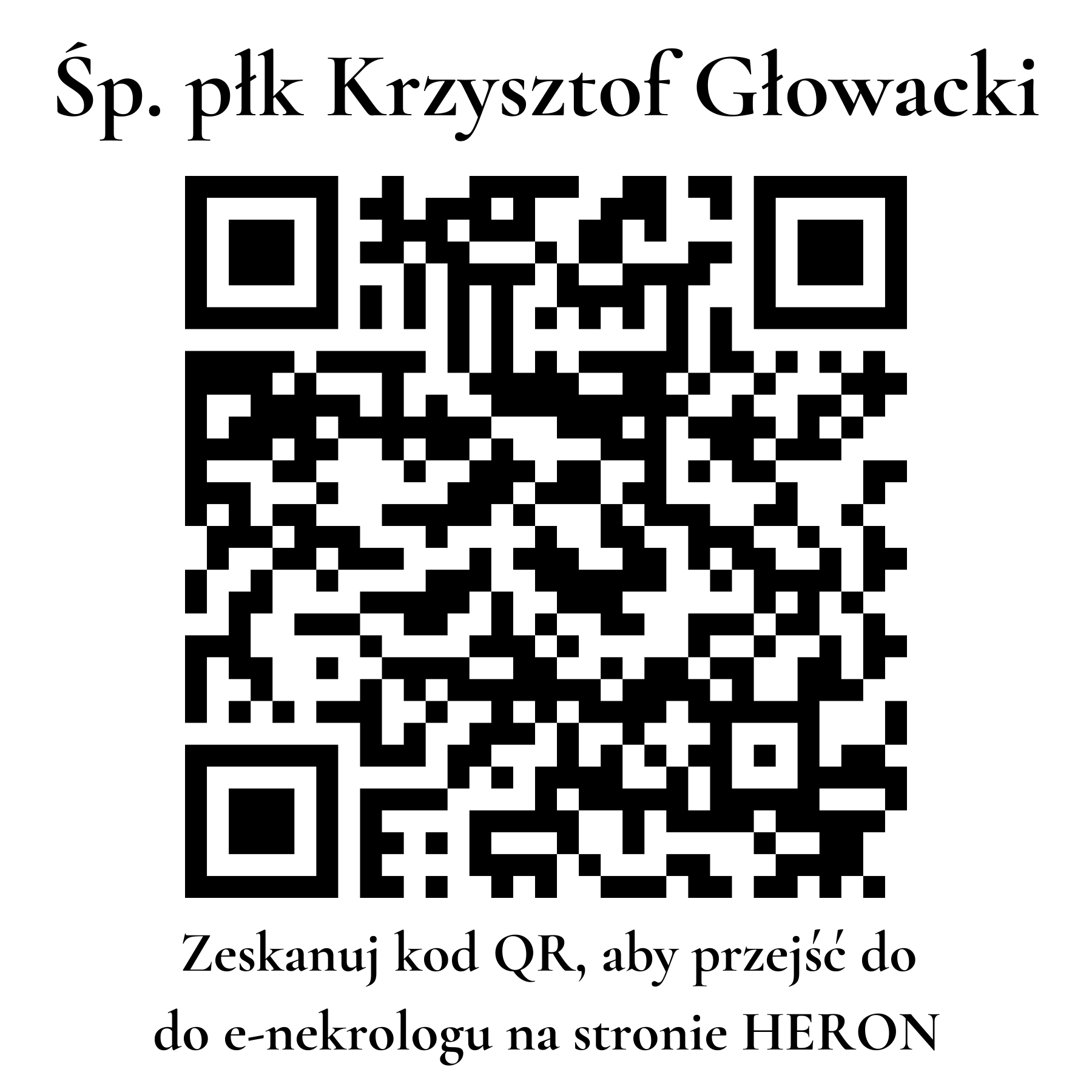 Kod QR do nekrologu płk Krzysztof Głowacki Kod QR do nekrologu płk Krzysztof Głowacki