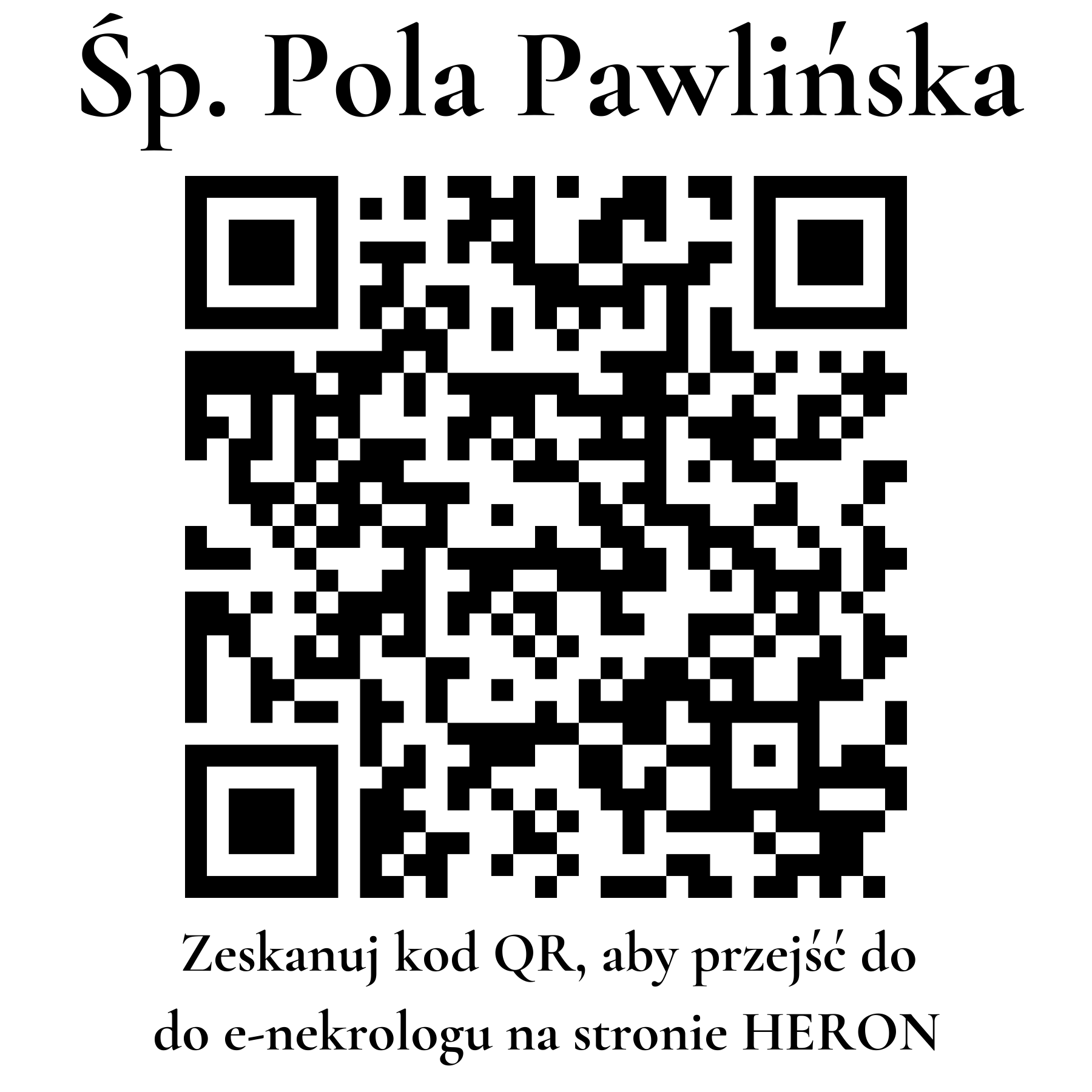 Kod QR do nekrologu Pola Pawlińska Kod QR do nekrologu Pola Pawlińska